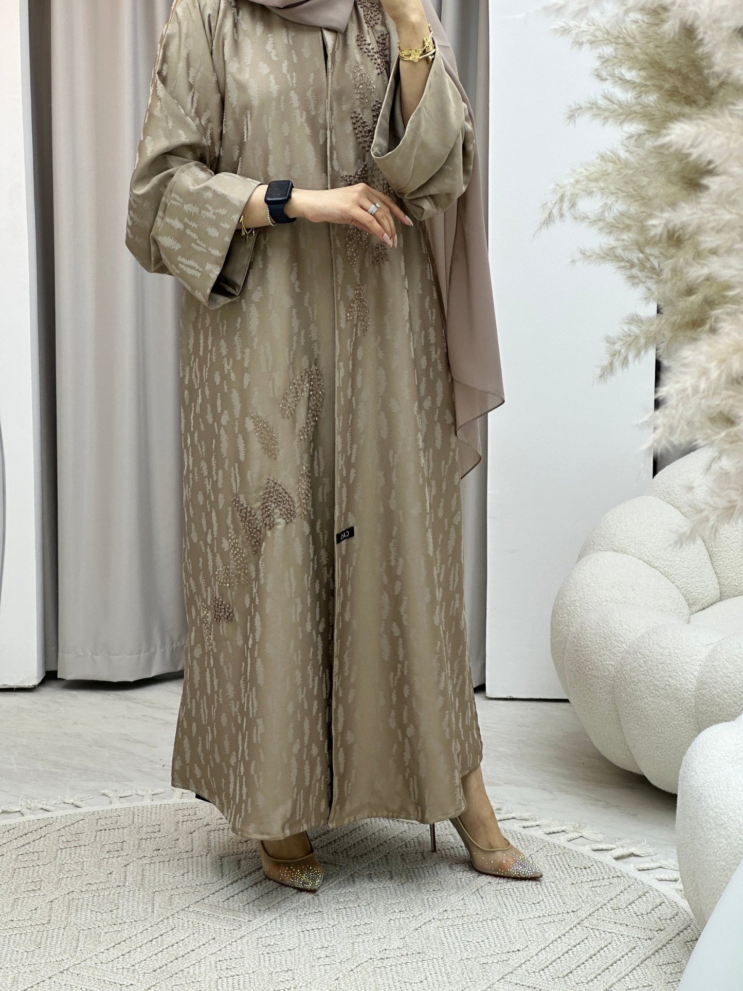 C RTW Turkish Cupro Evening Beige Abaya