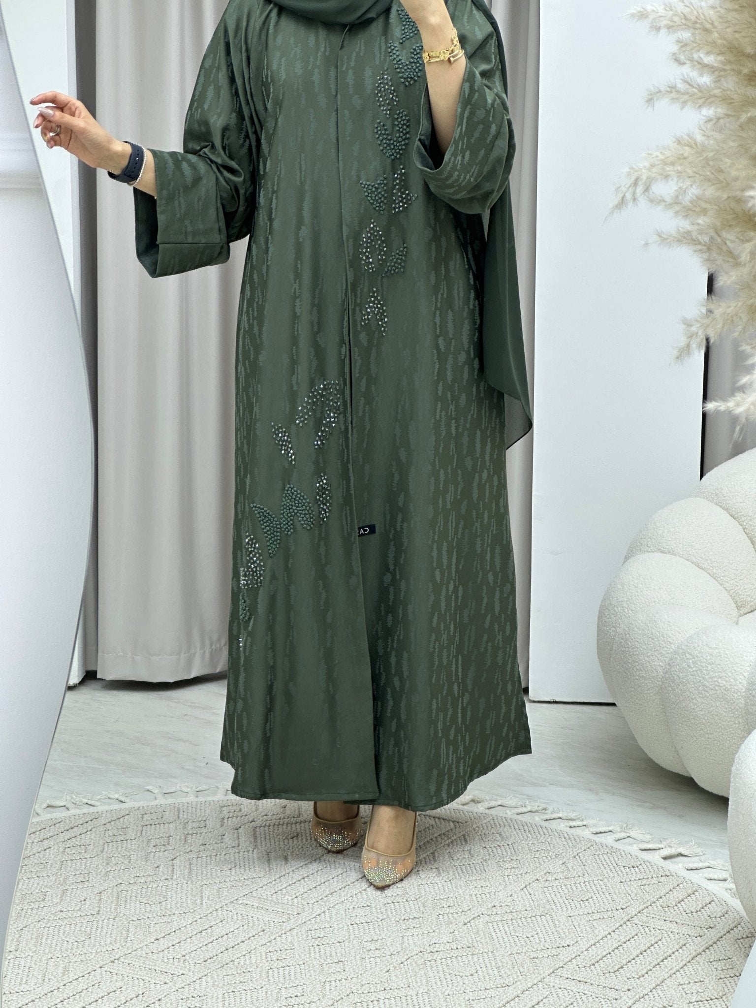 C RTW Turkish Cupro Evening Green Abaya