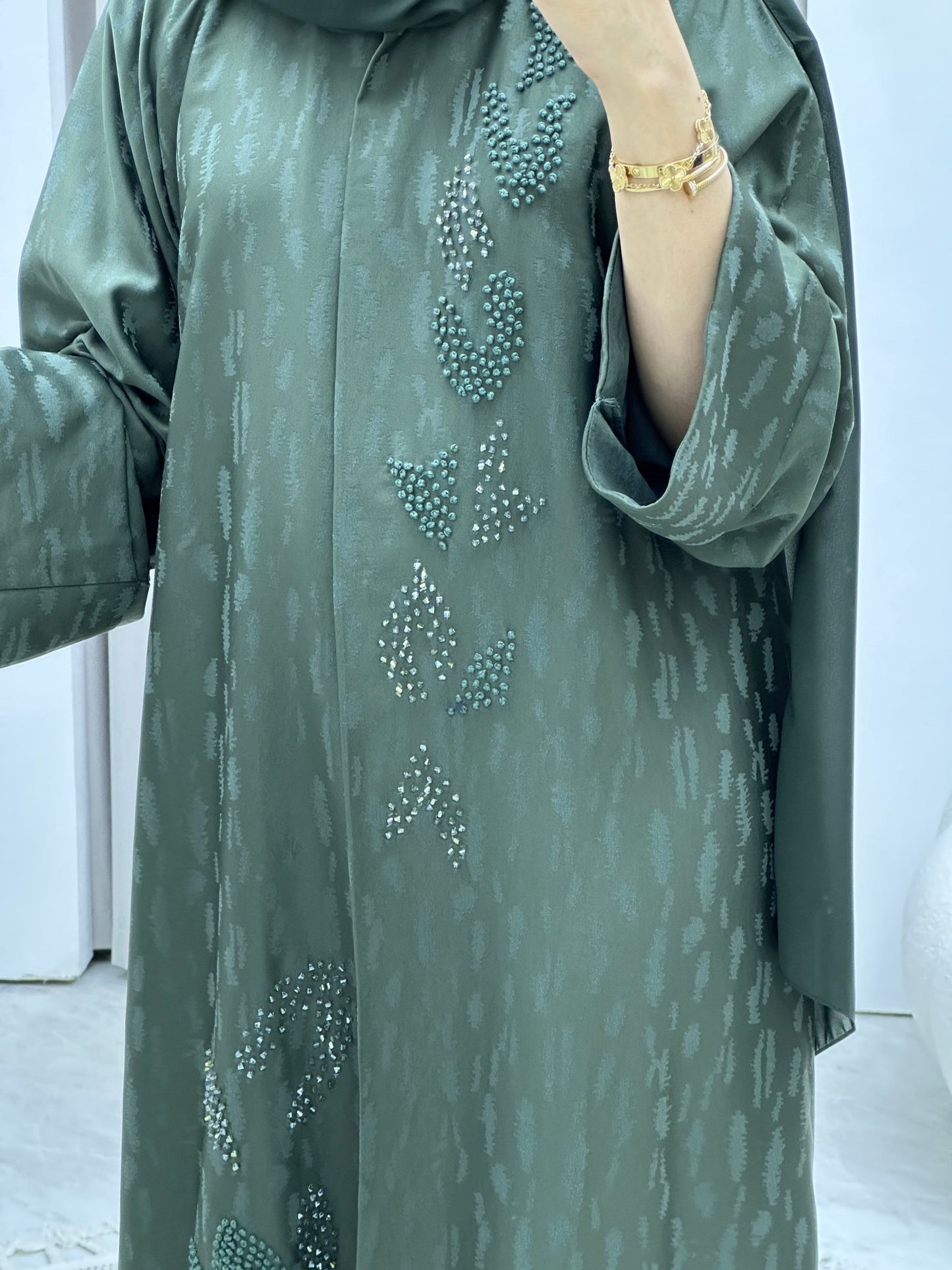 C RTW Turkish Cupro Evening Green Abaya