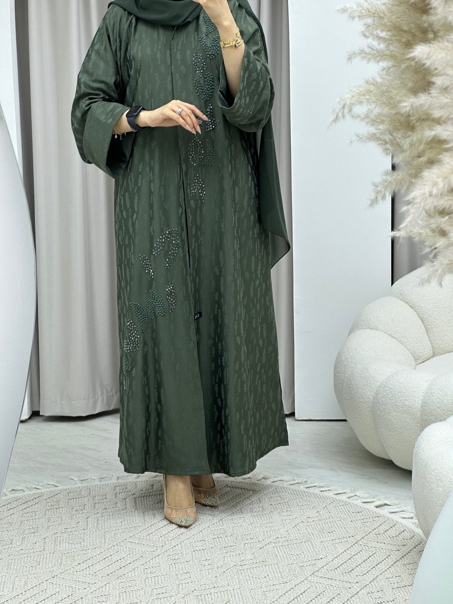 C RTW Turkish Cupro Evening Green Abaya