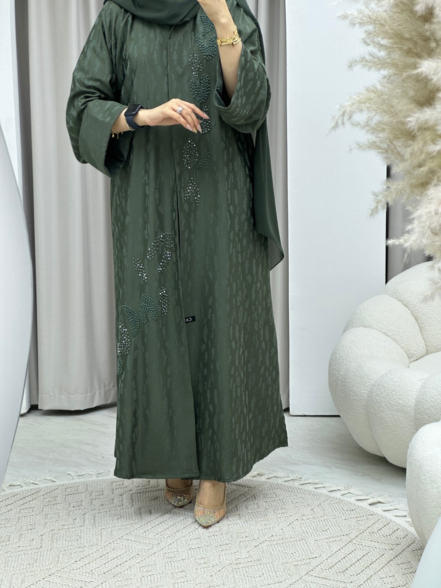 C RTW Turkish Cupro Evening Green Abaya