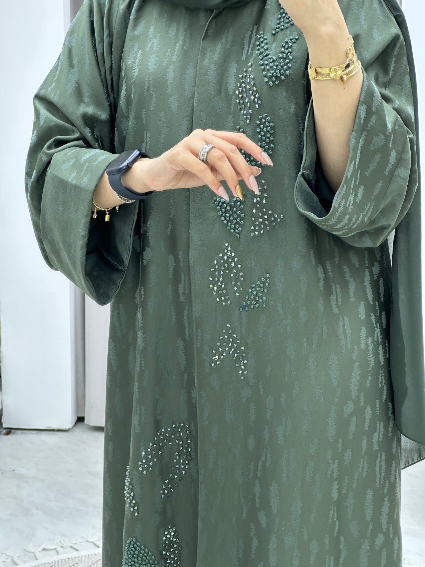 C RTW Turkish Cupro Evening Green Abaya