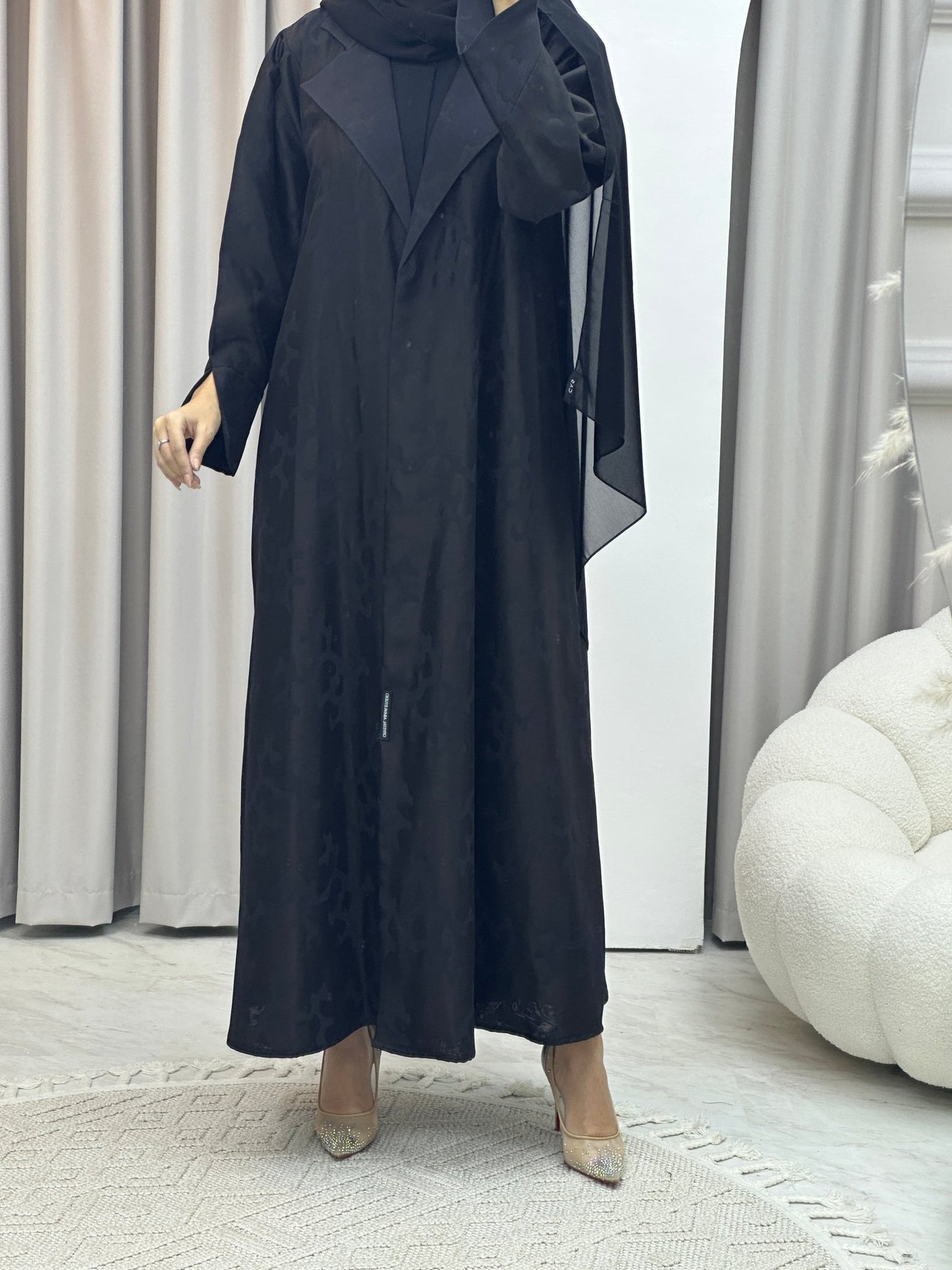 C RTW Web Winter Black Coat Abaya