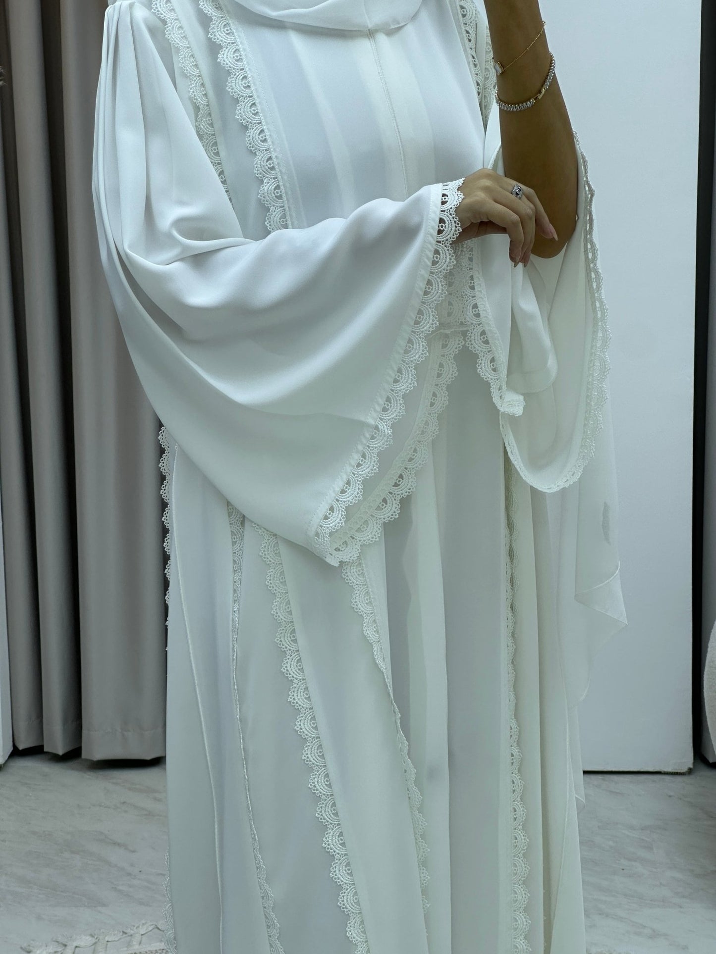 C RTW White Lace Abaya