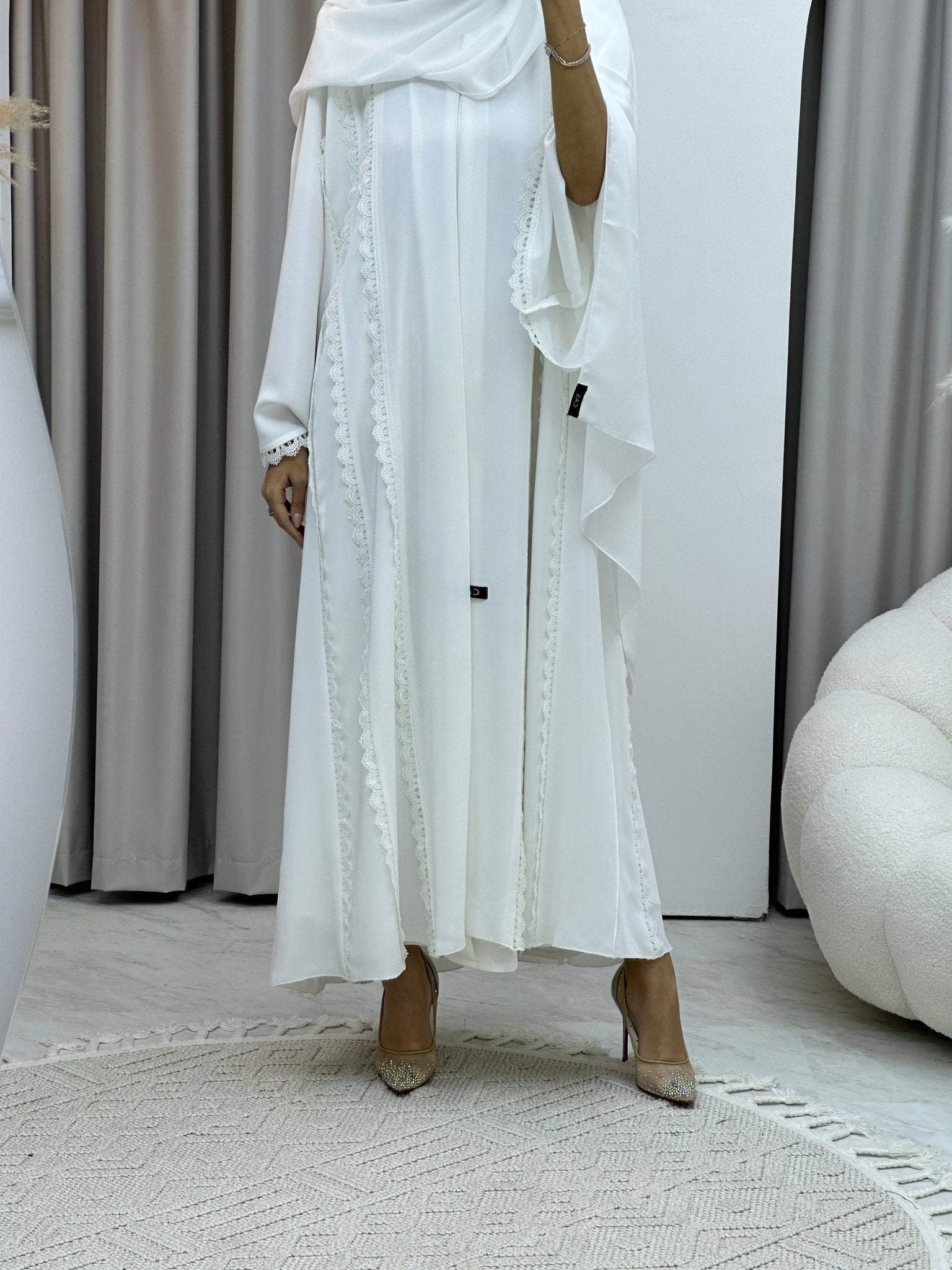 C RTW White Lace Abaya