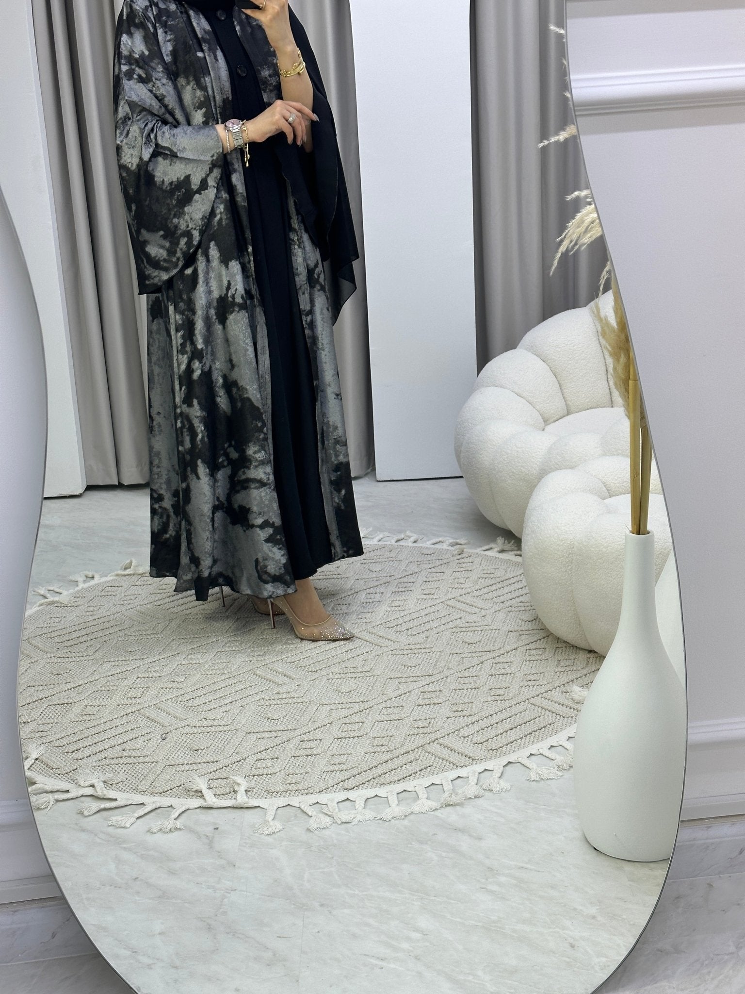 C Shimmer Black Bisht Abaya