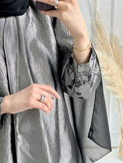 C - Silver - Black - Evening - Abaya - 57