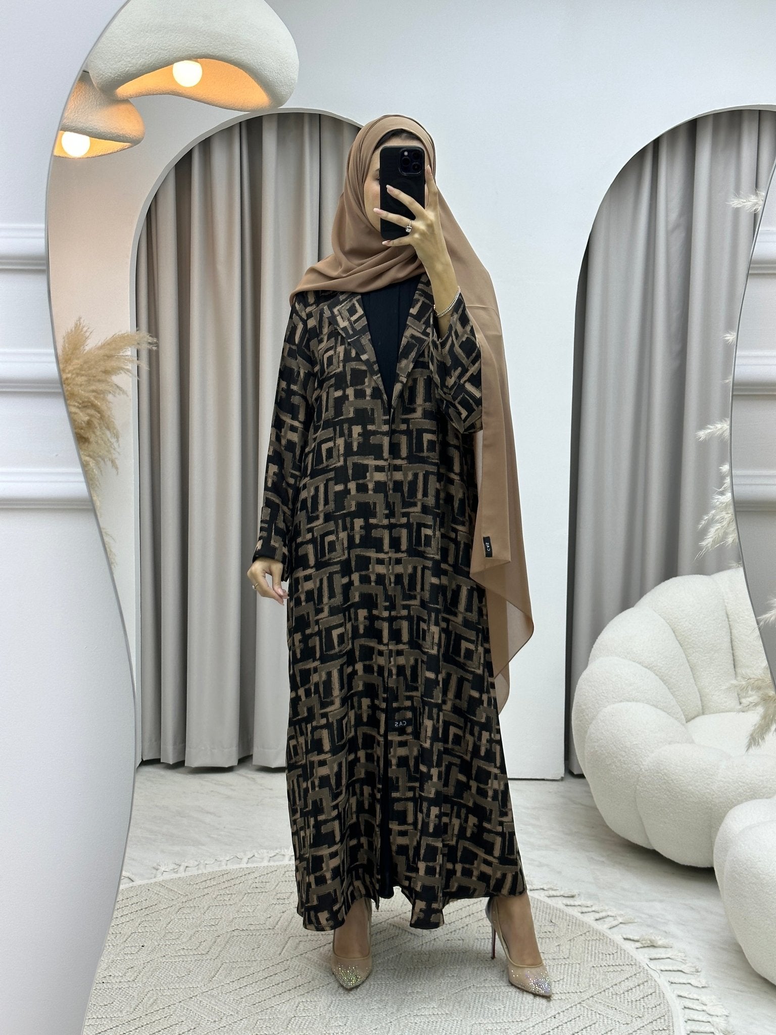 C Square Winter Beige Coat Abaya