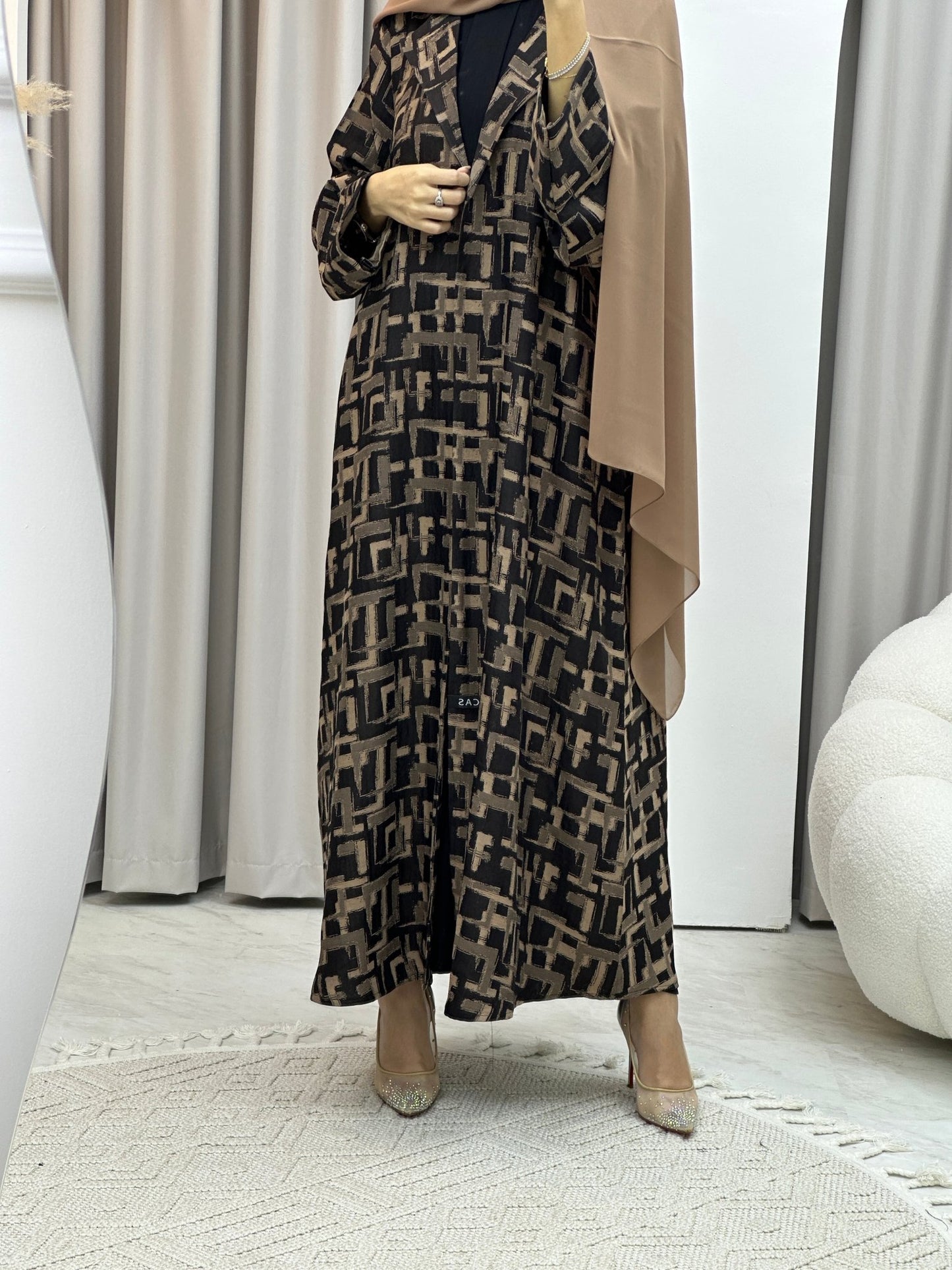 C Square Winter Beige Coat Abaya