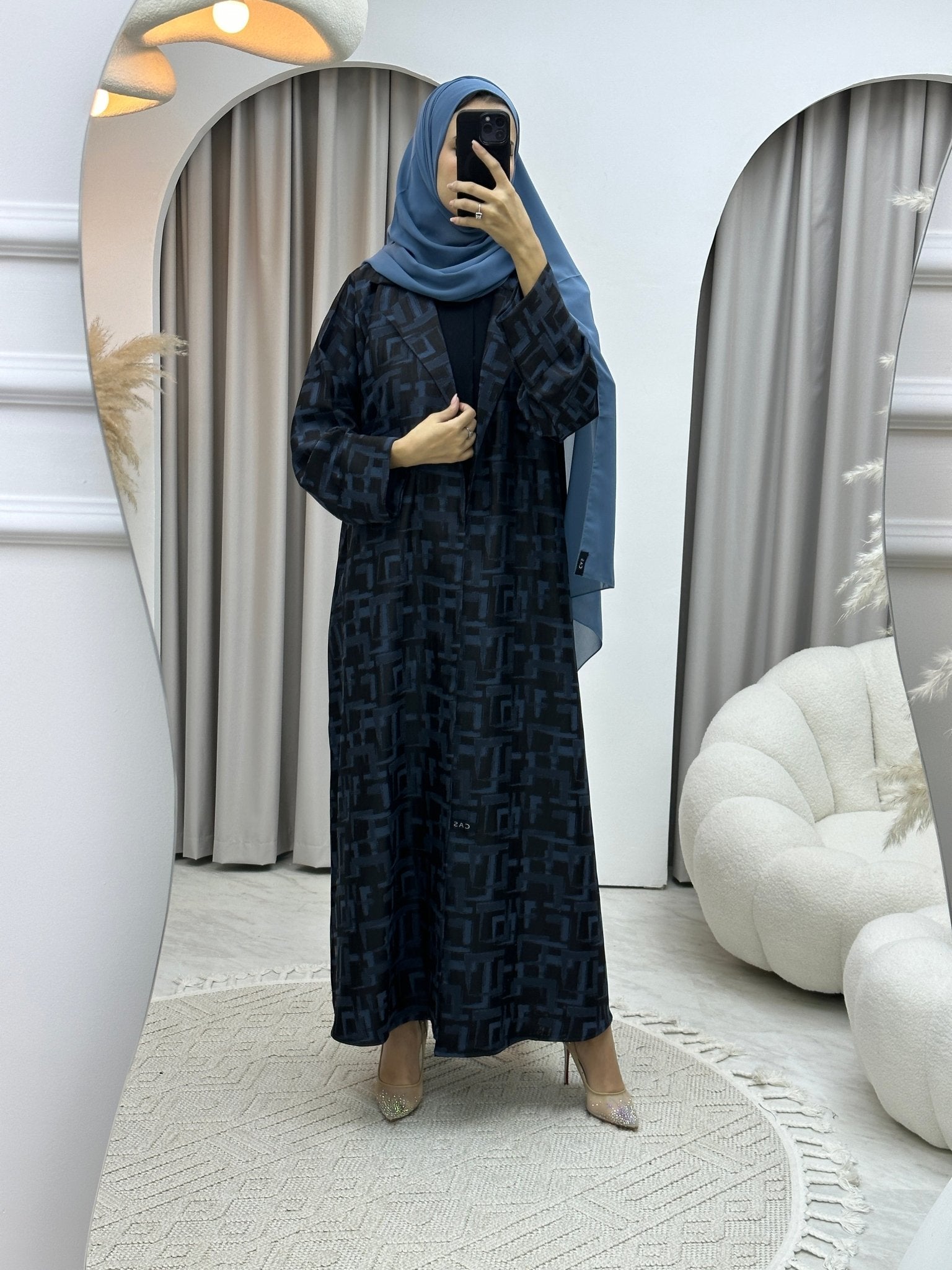 C Square Winter Blue Coat Abaya