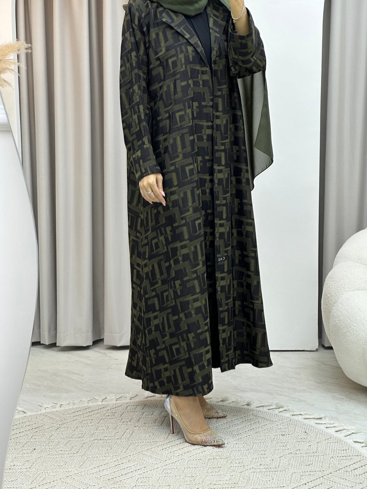 C Square Winter Green Coat Abaya