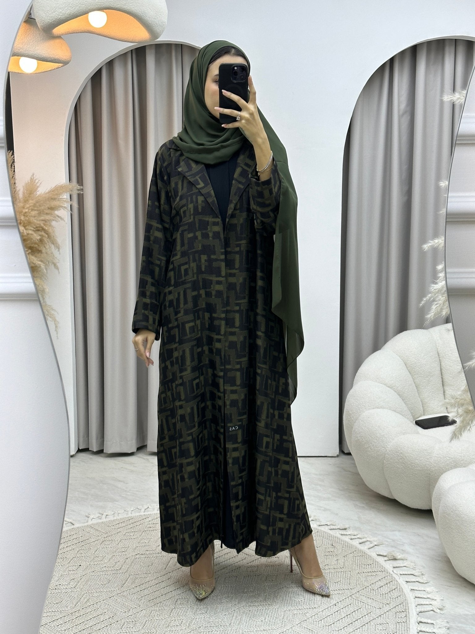 C Square Winter Green Coat Abaya