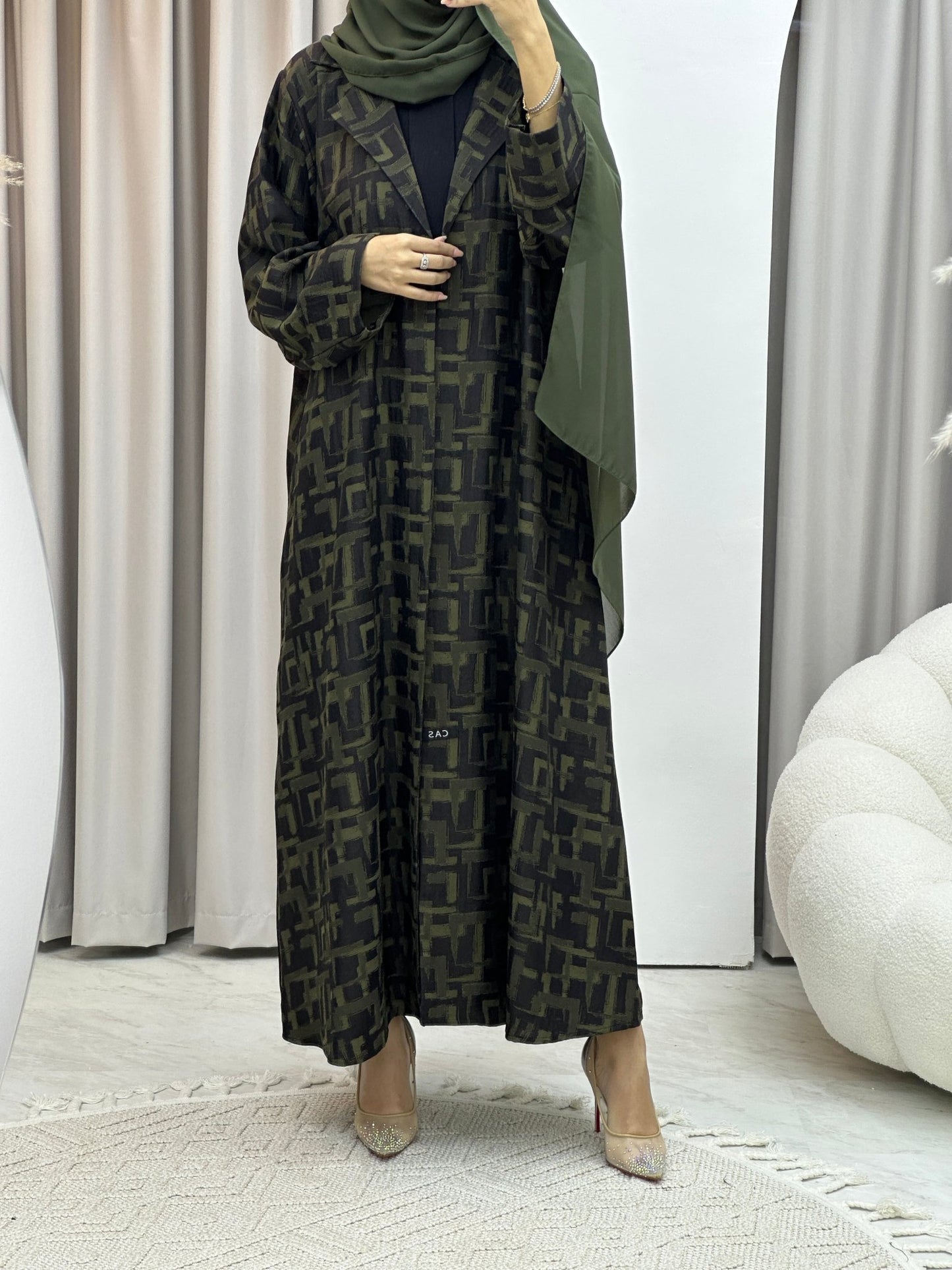 C Square Winter Green Coat Abaya