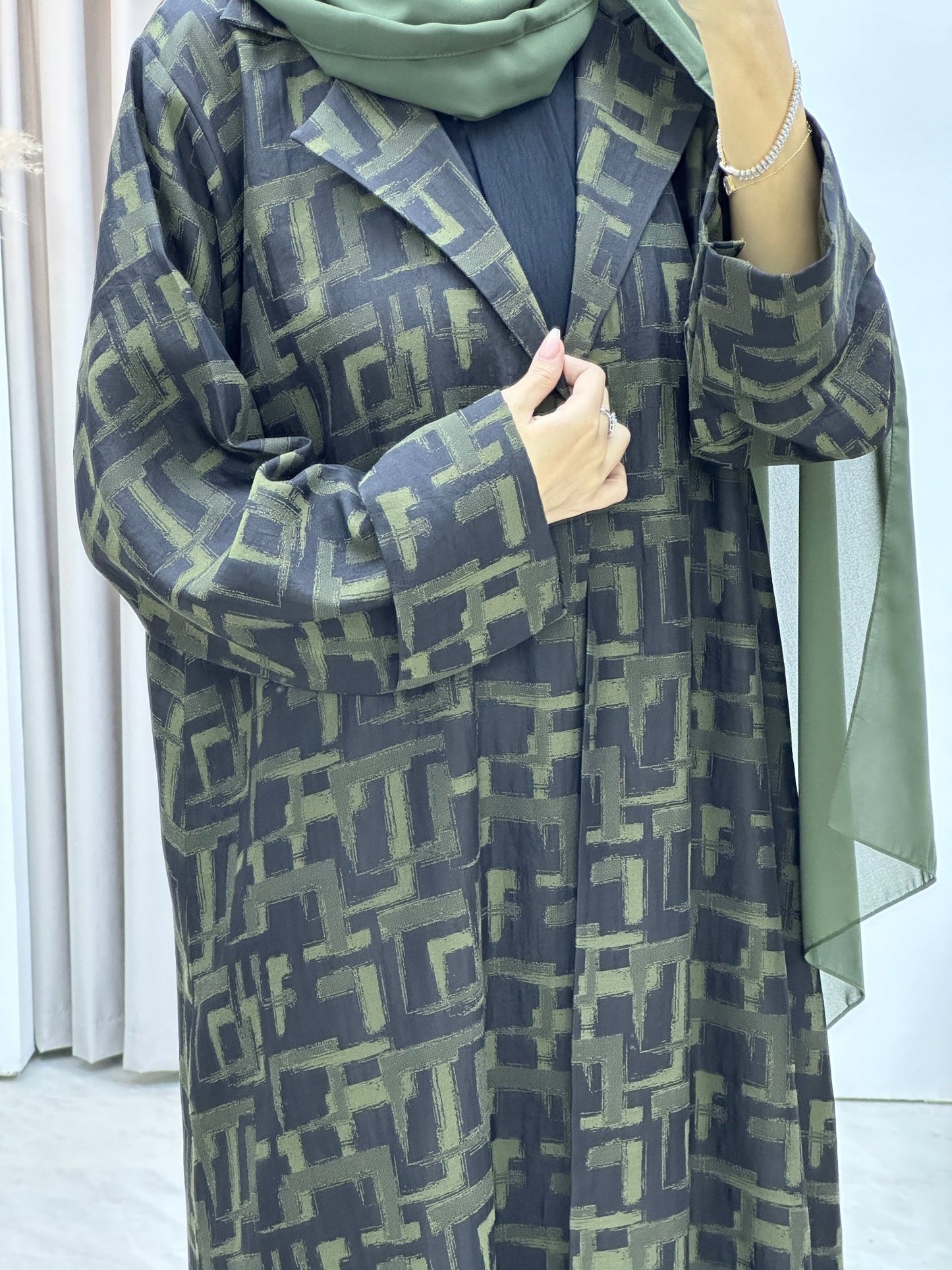 C Square Winter Green Coat Abaya