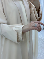 C Striped Sleeves Cream Abaya