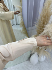 C Striped Sleeves Cream Abaya