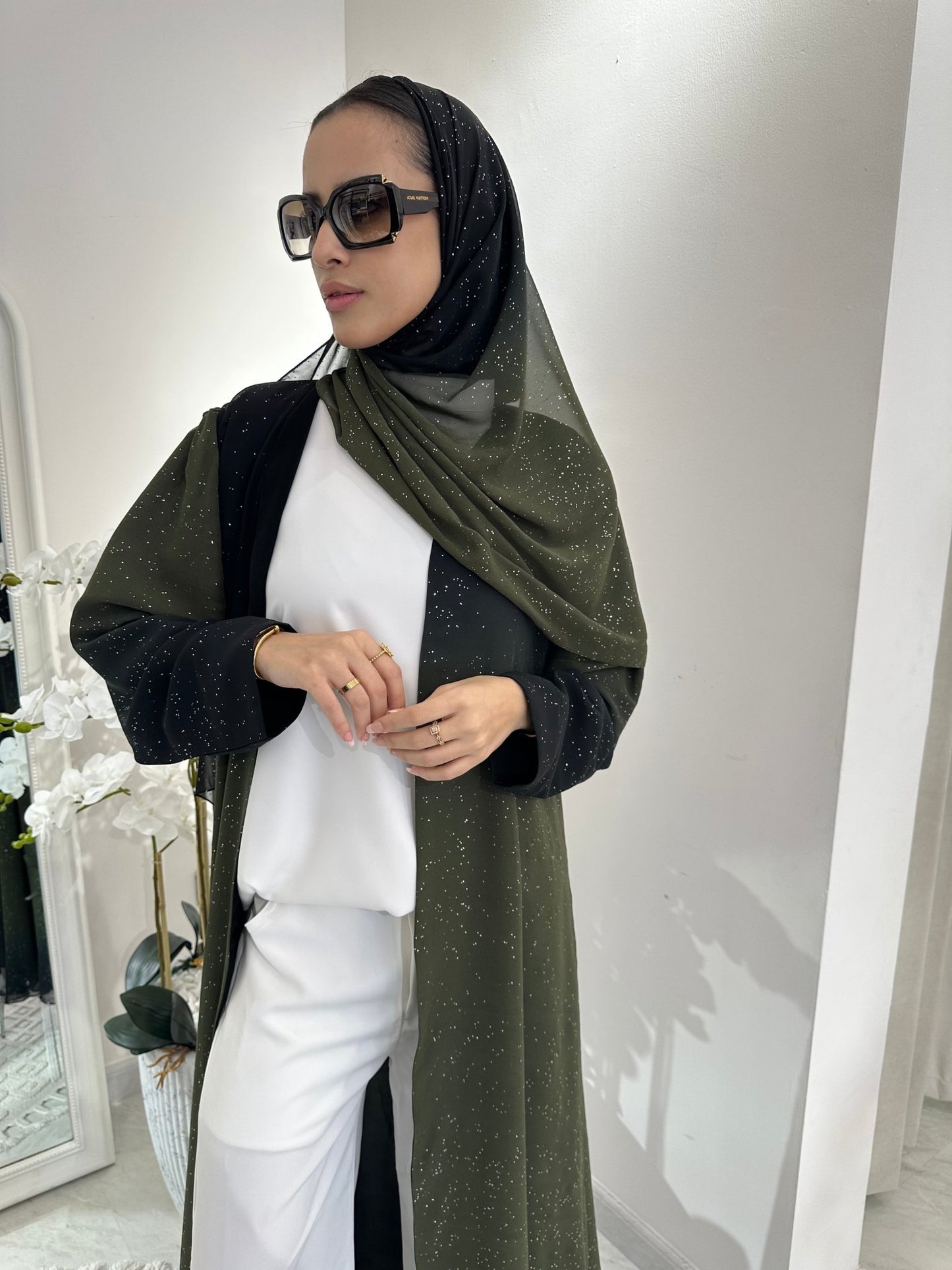 C Summer Green Shimmer Kloosh Abaya