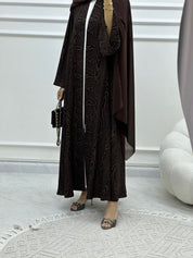 C Swirl Bisht Budget Brown Abaya
