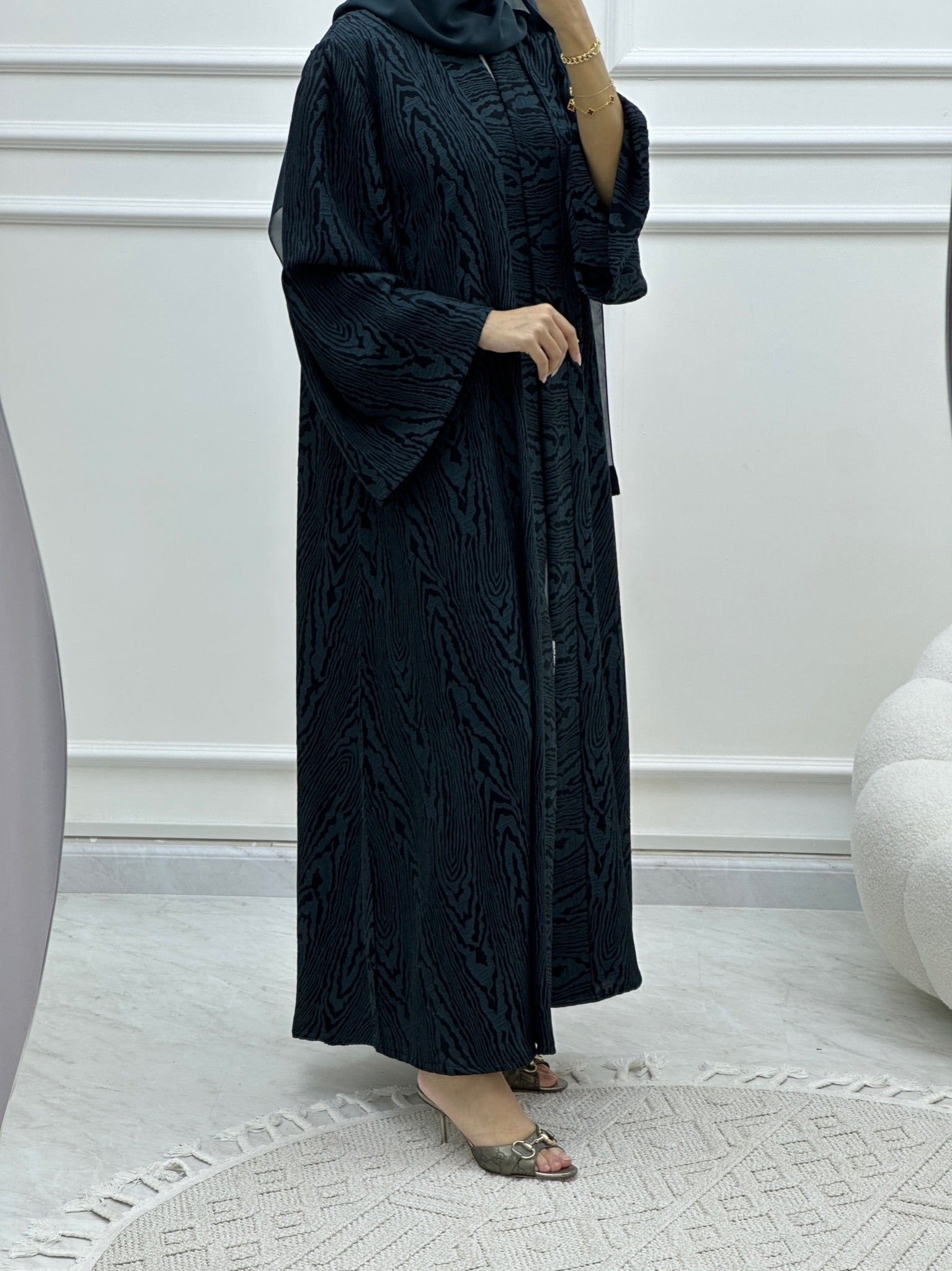 C Swirl Bisht Budget Teal Abaya