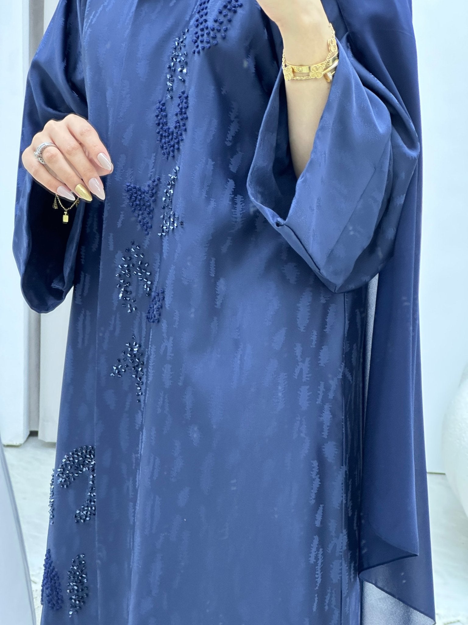 C Turkish Cupro Evening Blue Abaya