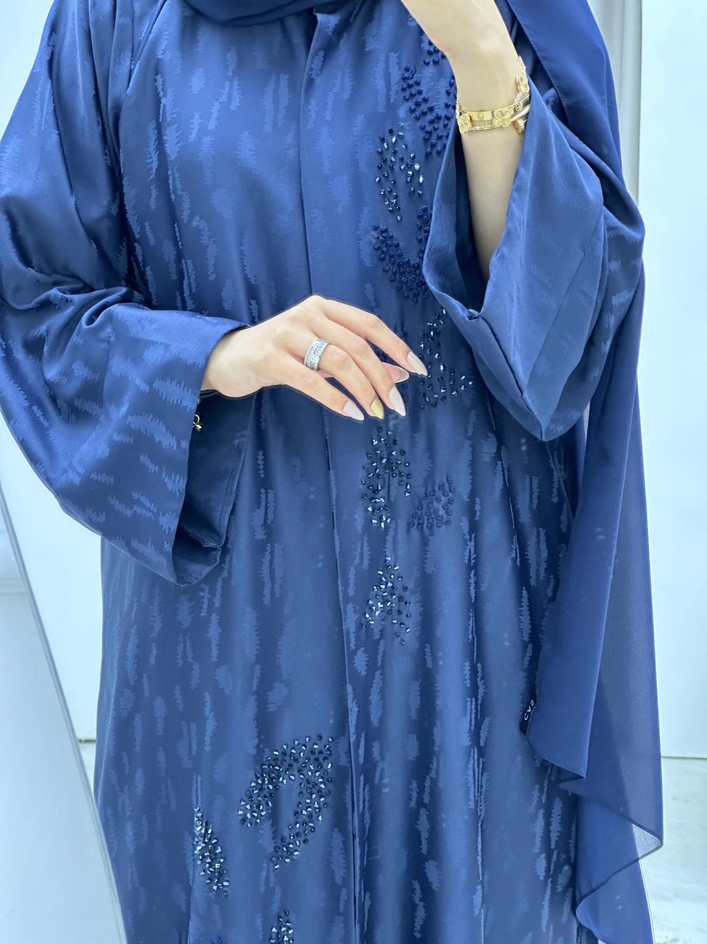 C Turkish Cupro Evening Blue Abaya