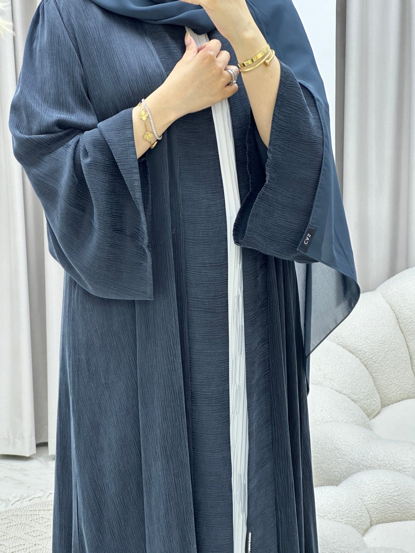 C Turkish Ramadan Blue - Grey Abaya