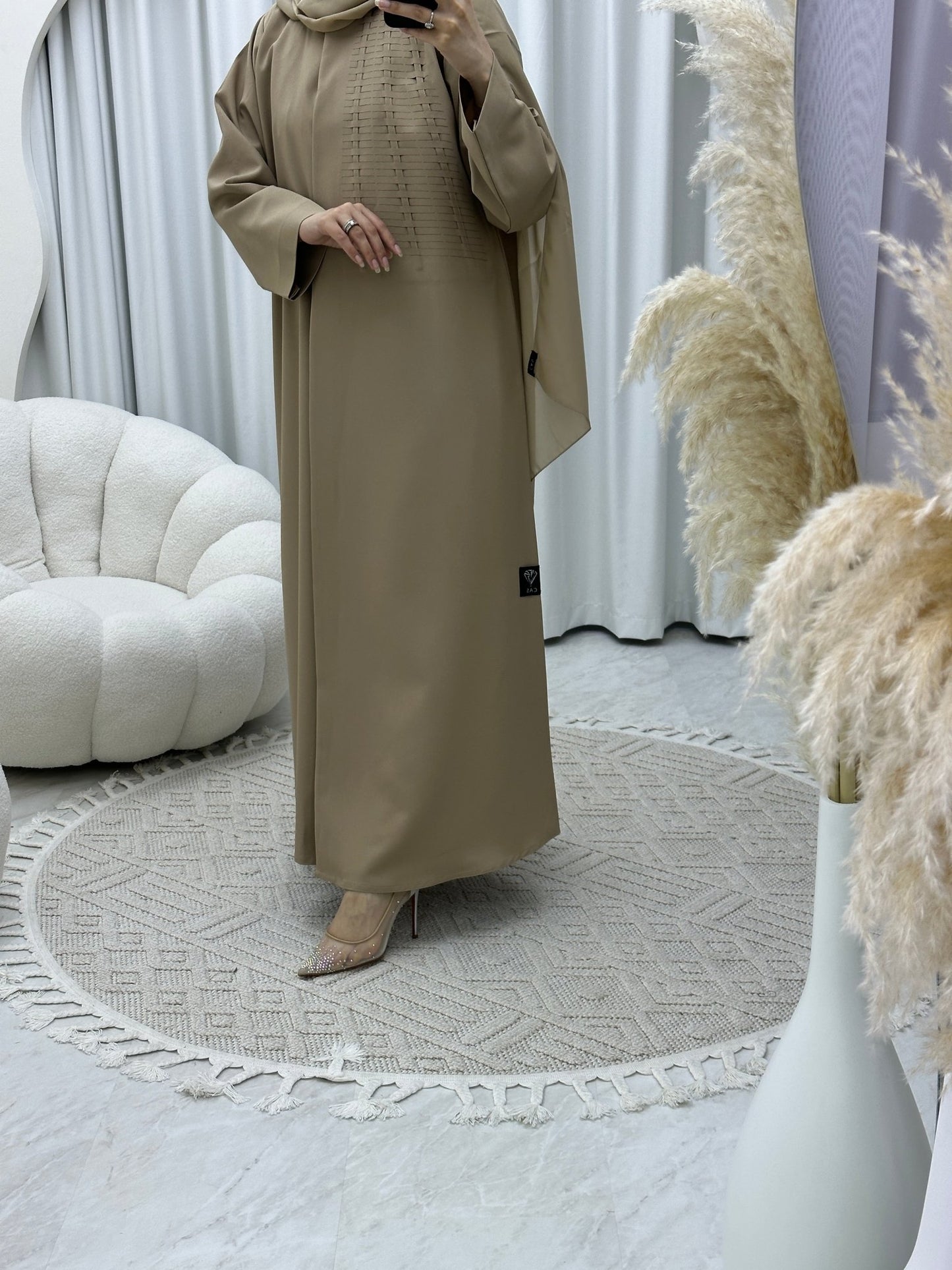 C Weave Beige Abaya