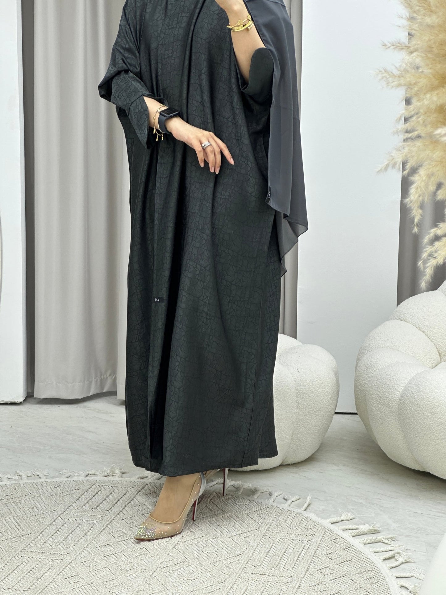 C Web Grey Bisht Abaya