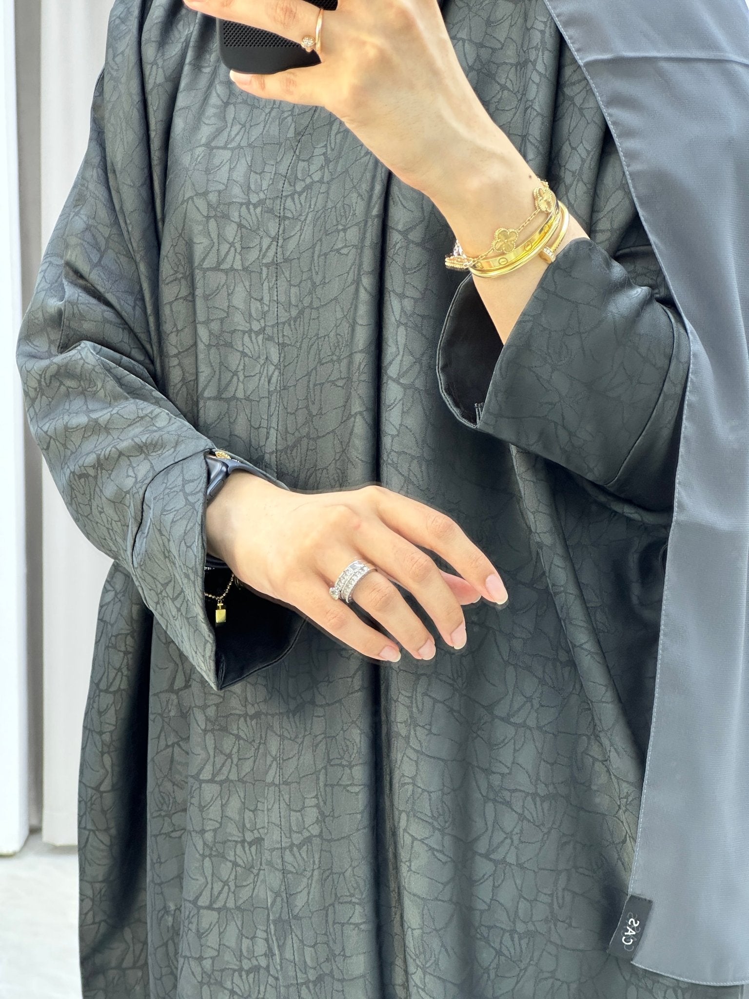 C Web Grey Bisht Abaya