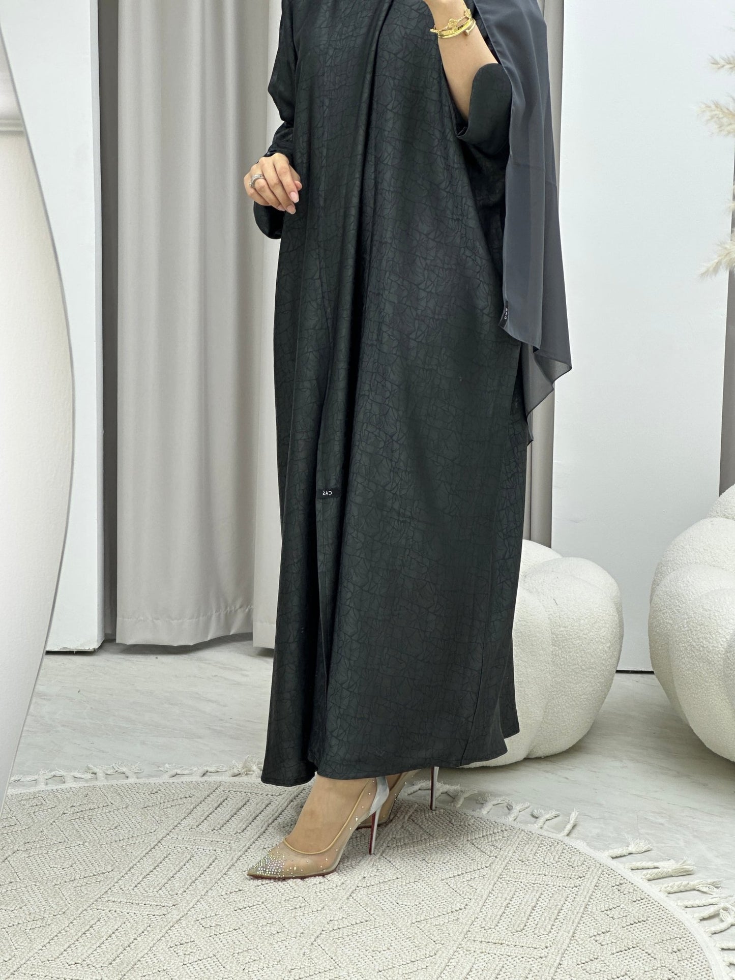 C Web Grey Bisht Abaya