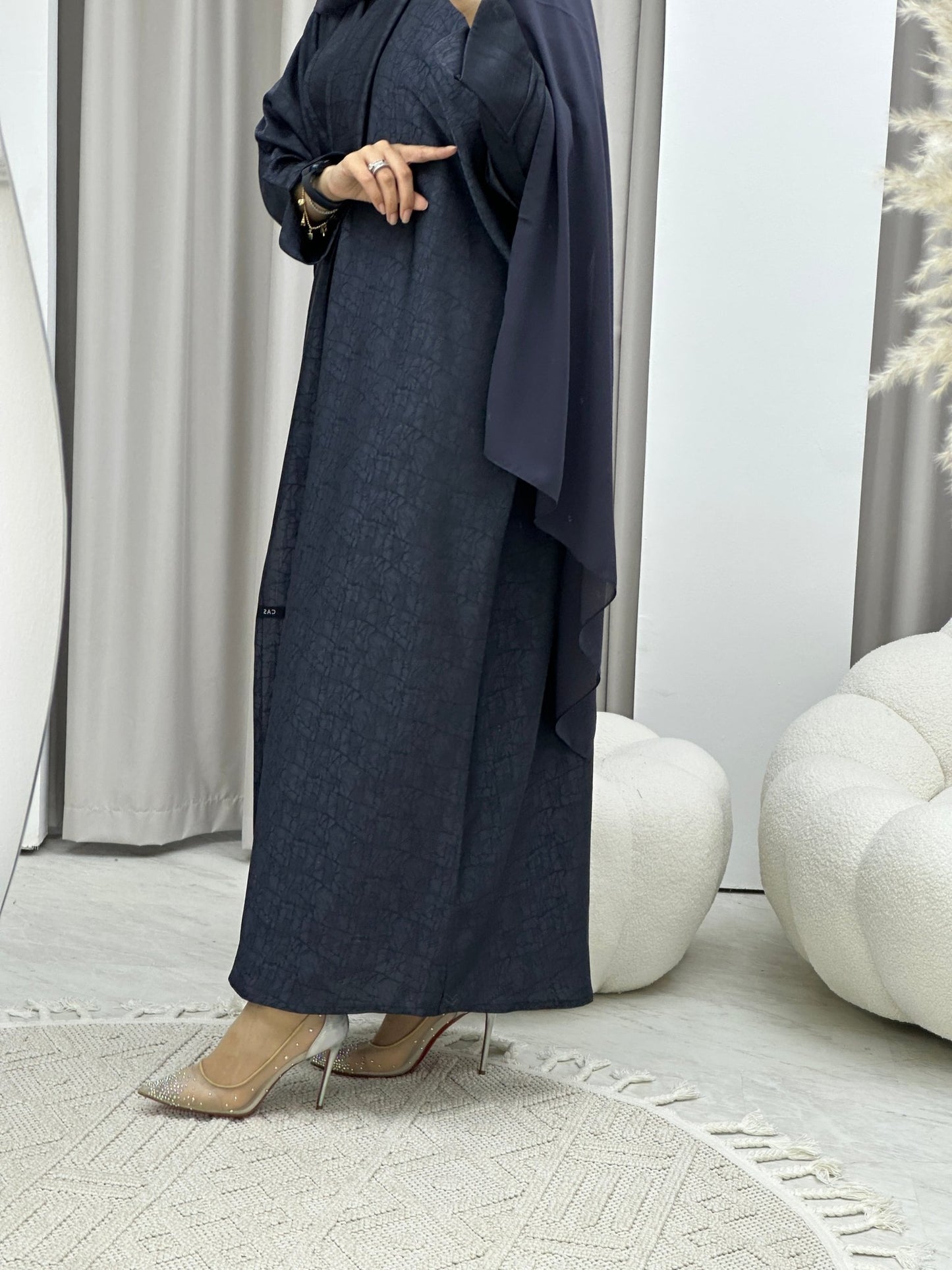 C Web Navy Blue Bisht Abaya