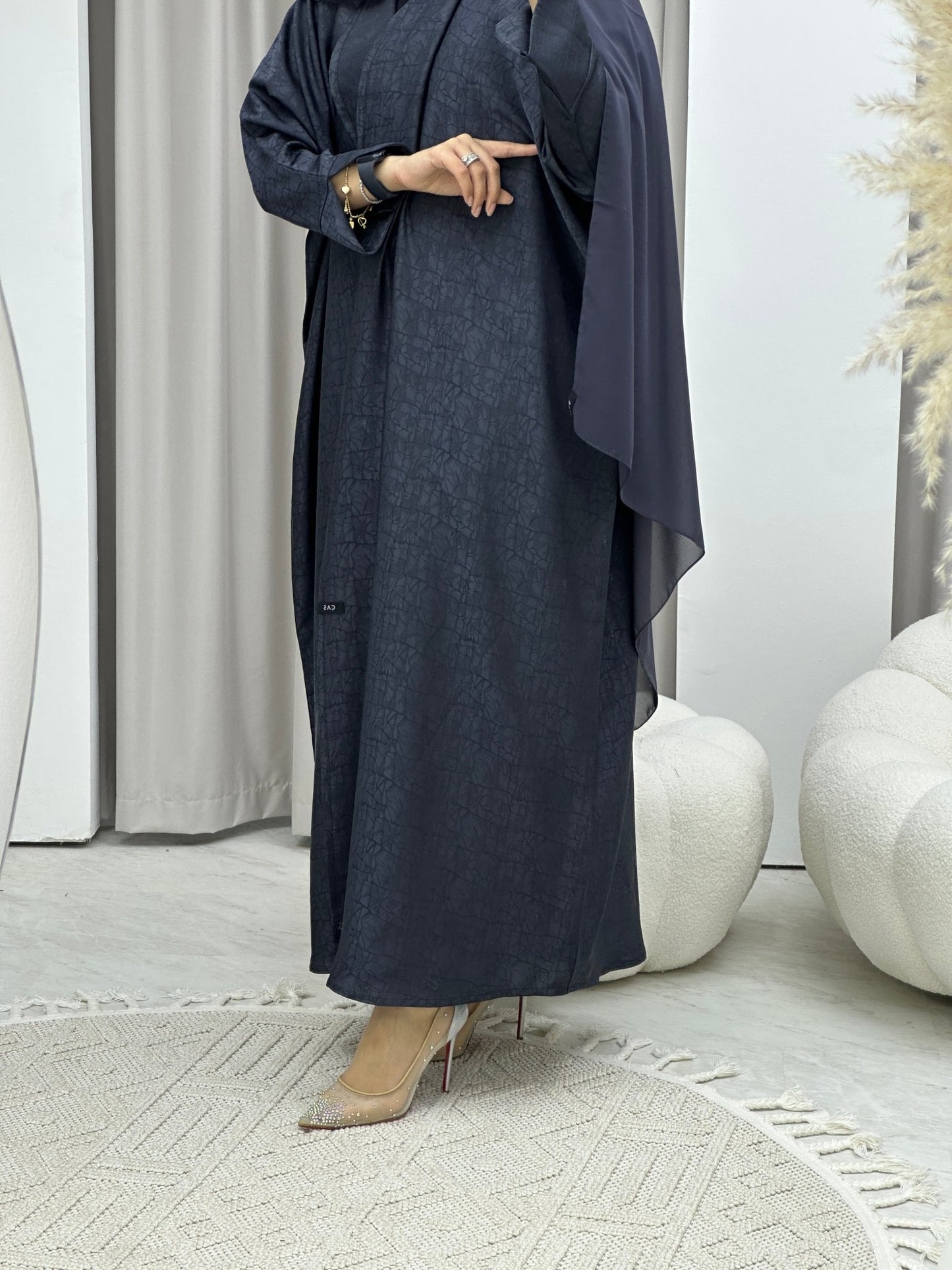 C Web Navy Blue Bisht Abaya