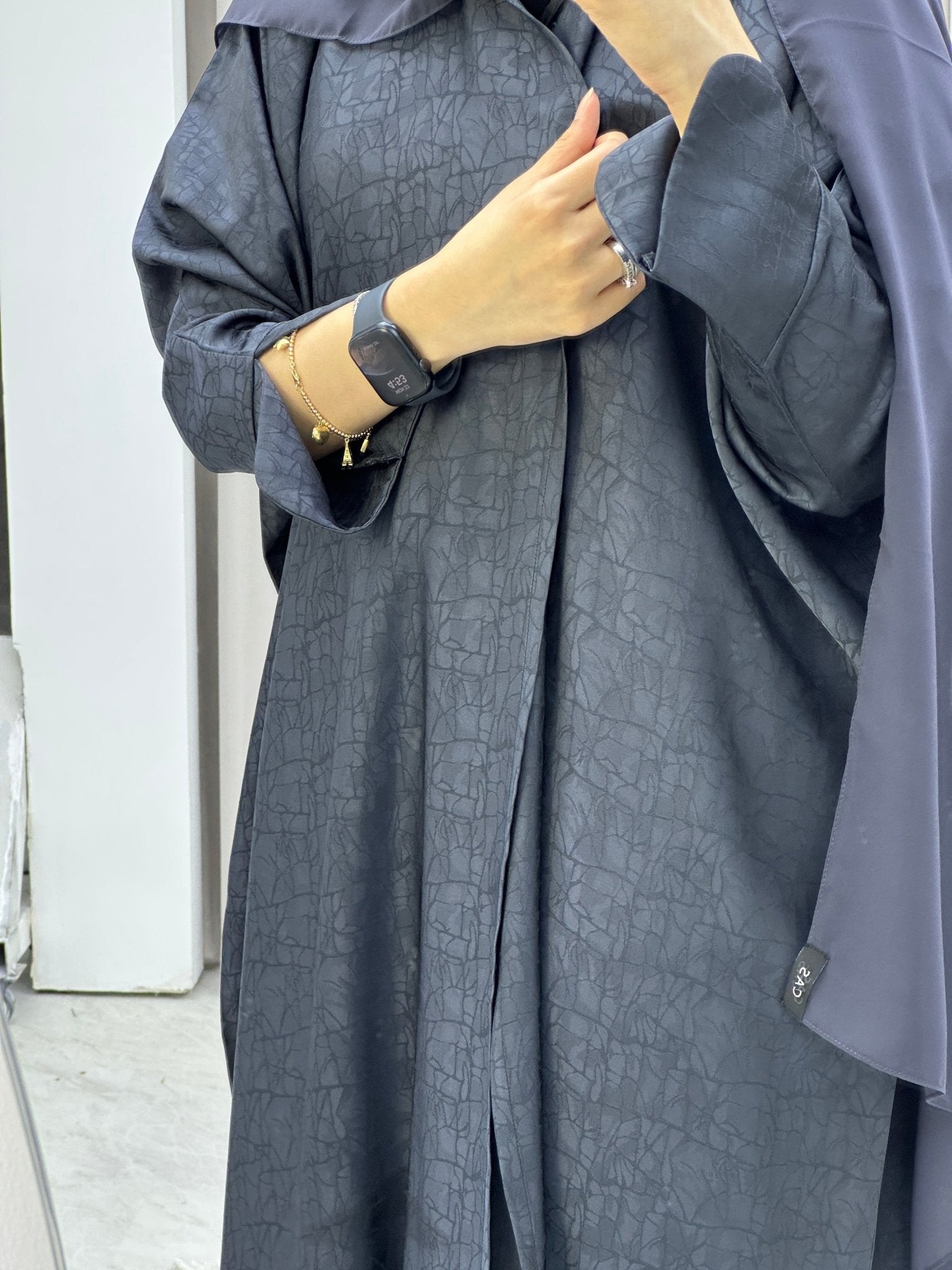 C Web Navy Blue Bisht Abaya