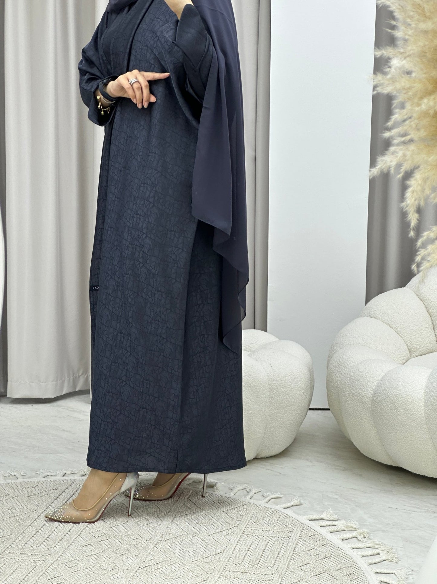 C Web Navy Blue Bisht Abaya