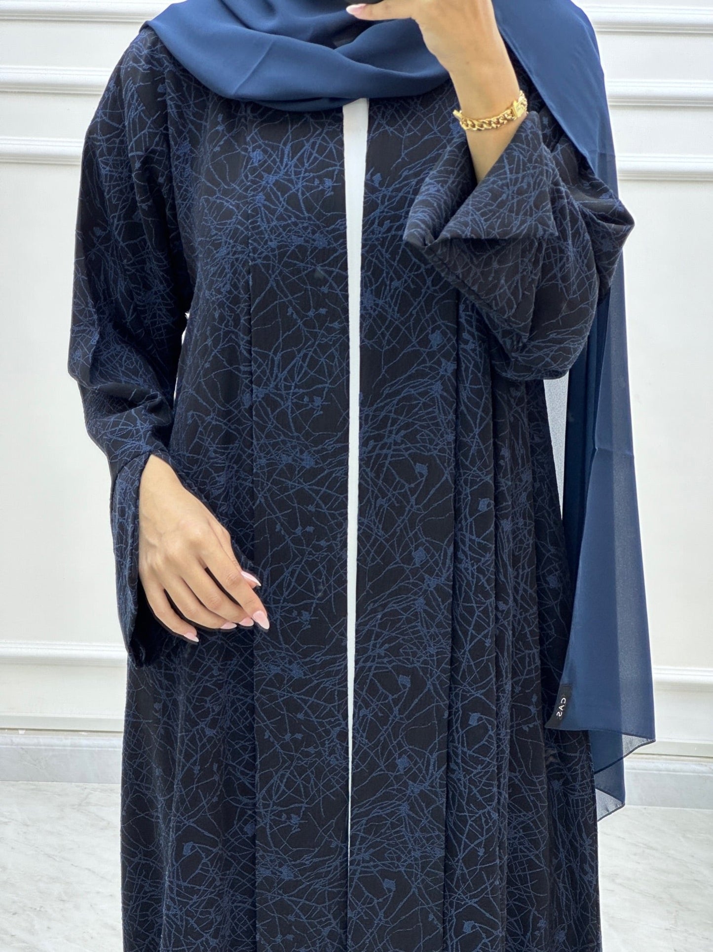 C Web Print Budget Blue Abaya