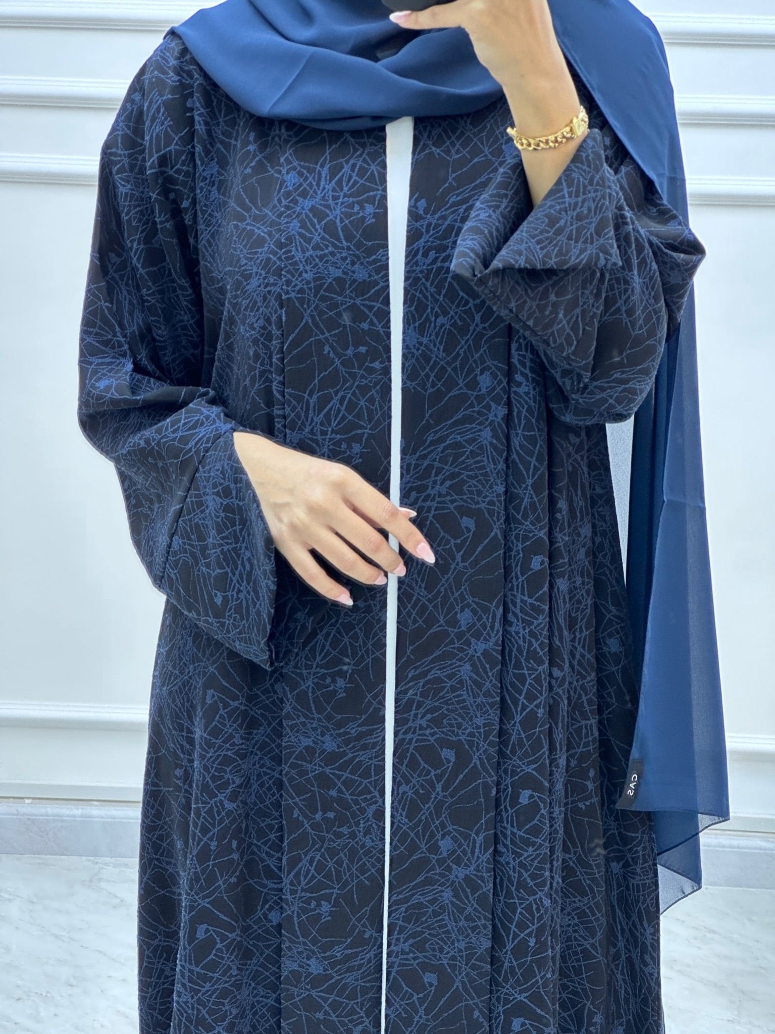 C Web Print Budget Blue Abaya