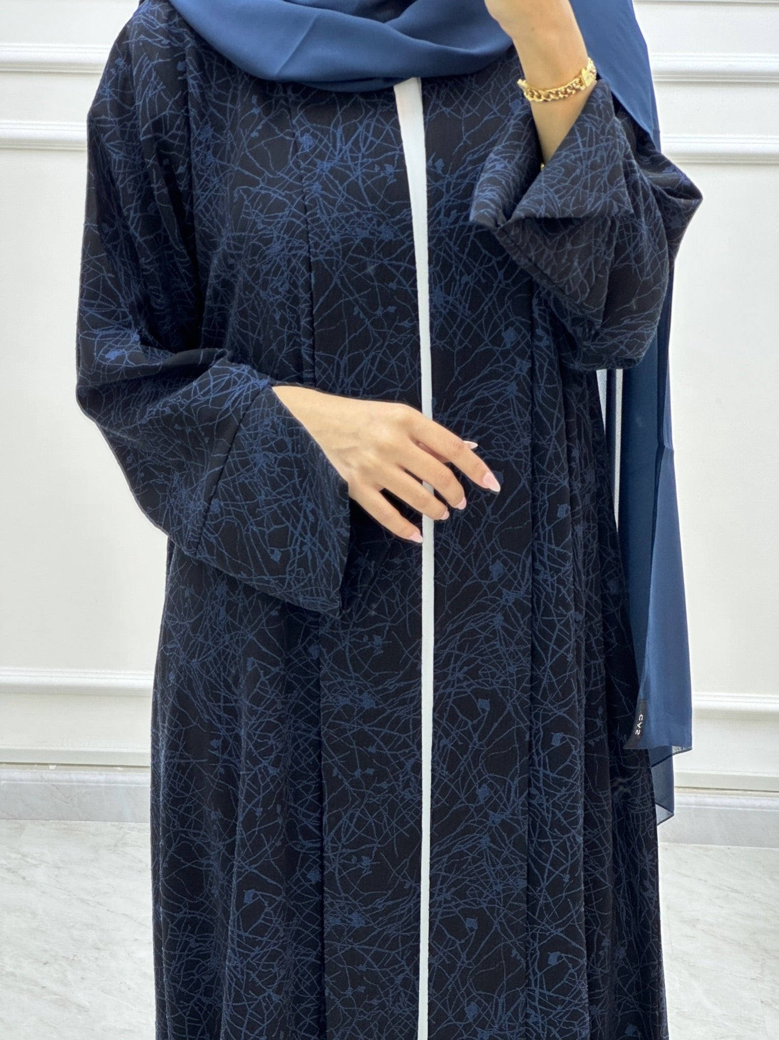 C Web Print Budget Blue Abaya