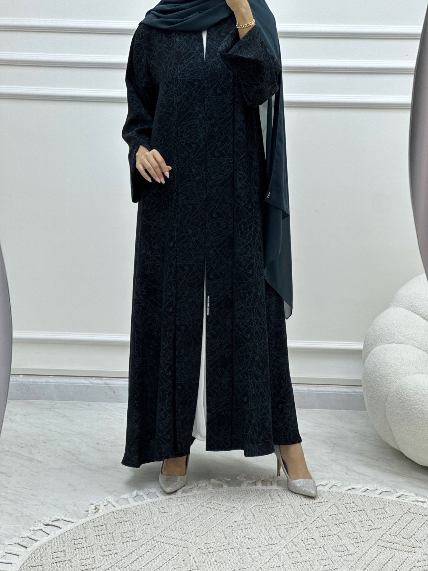 C Web Print Budget Blue Abaya