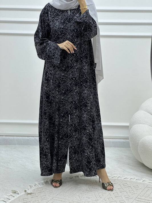 C Web Print Budget Grey Abaya