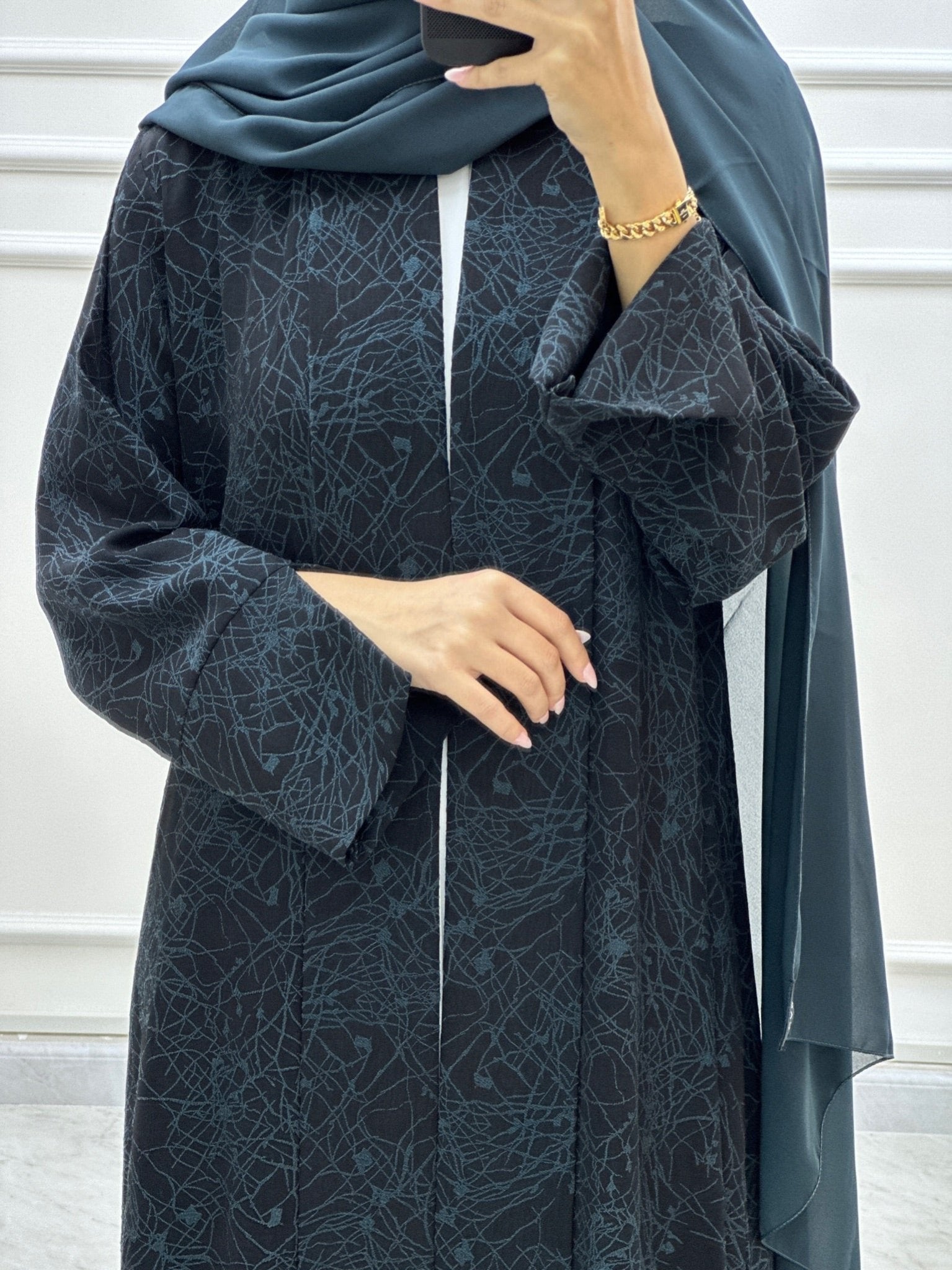 C Web Print Budget Teal Abaya