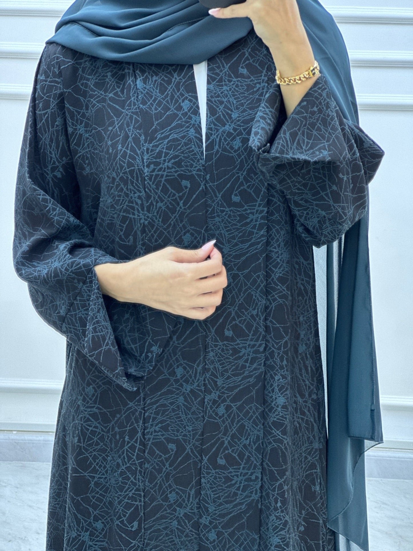 C Web Print Budget Teal Abaya