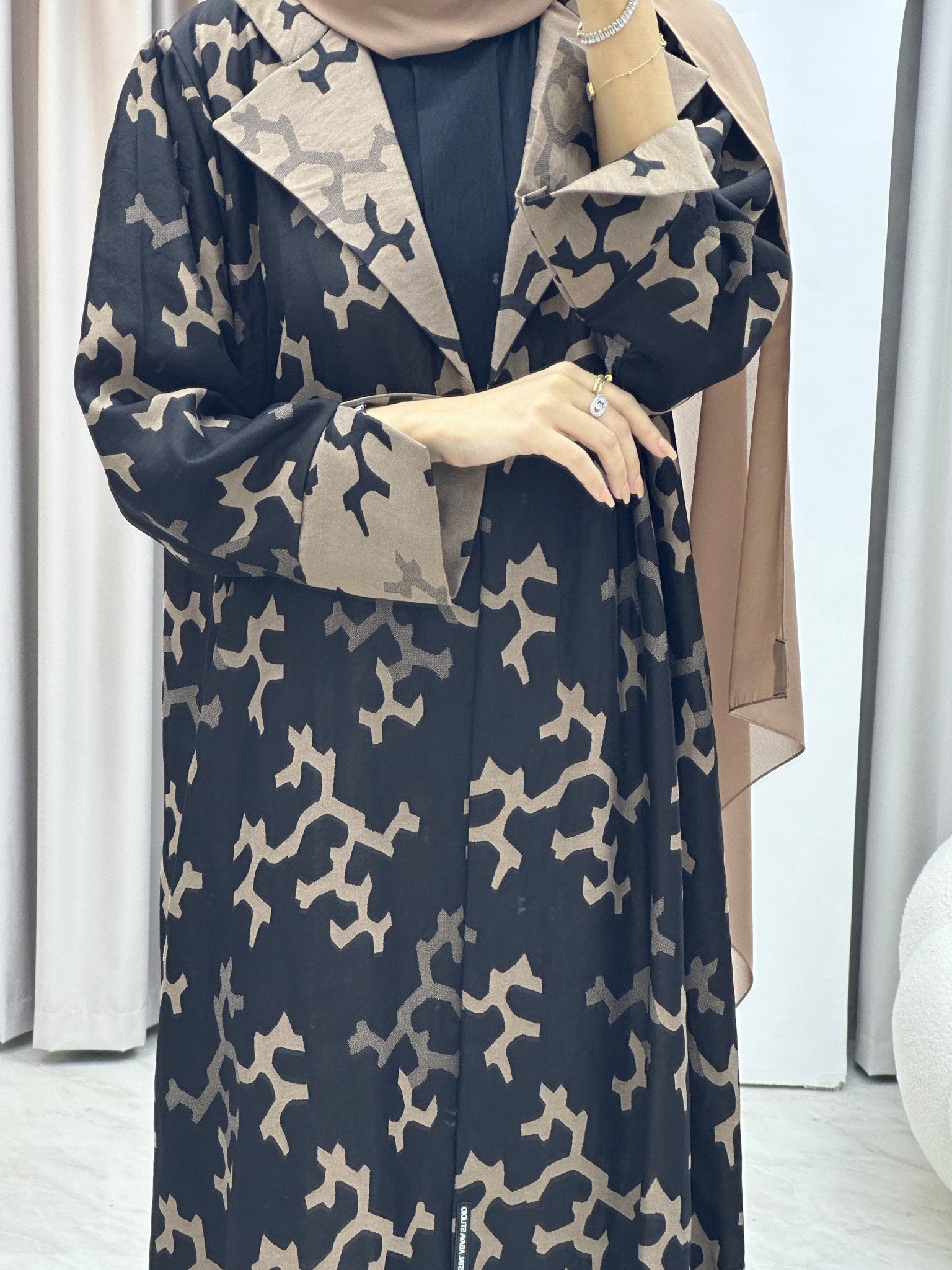 C Web Winter Beige Coat Abaya