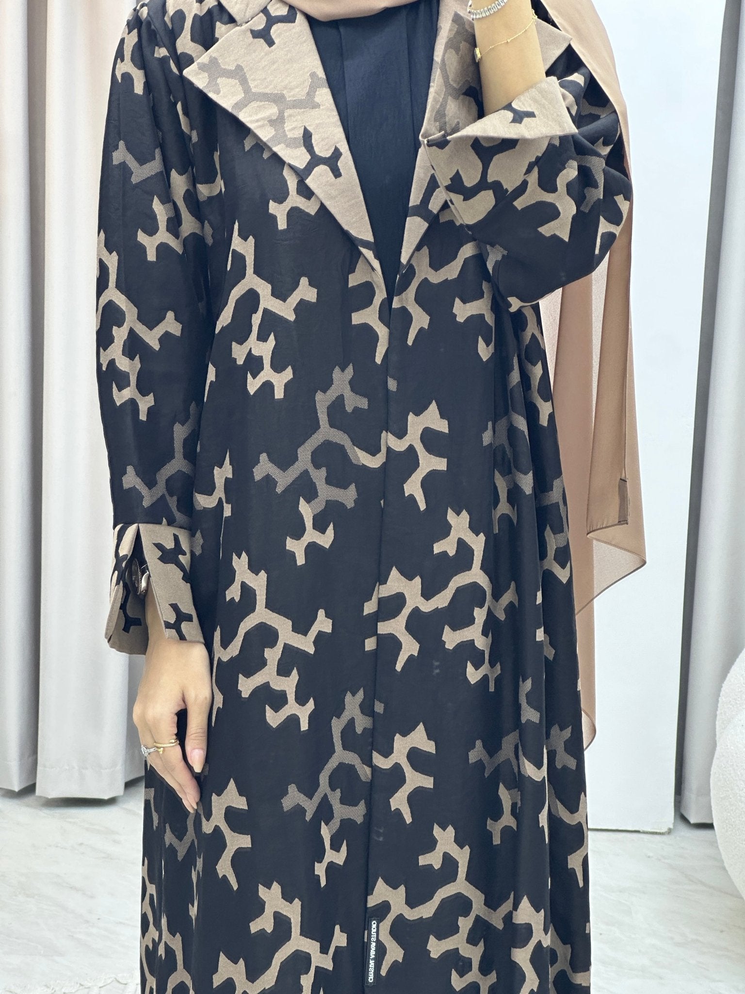 C Web Winter Beige Coat Abaya