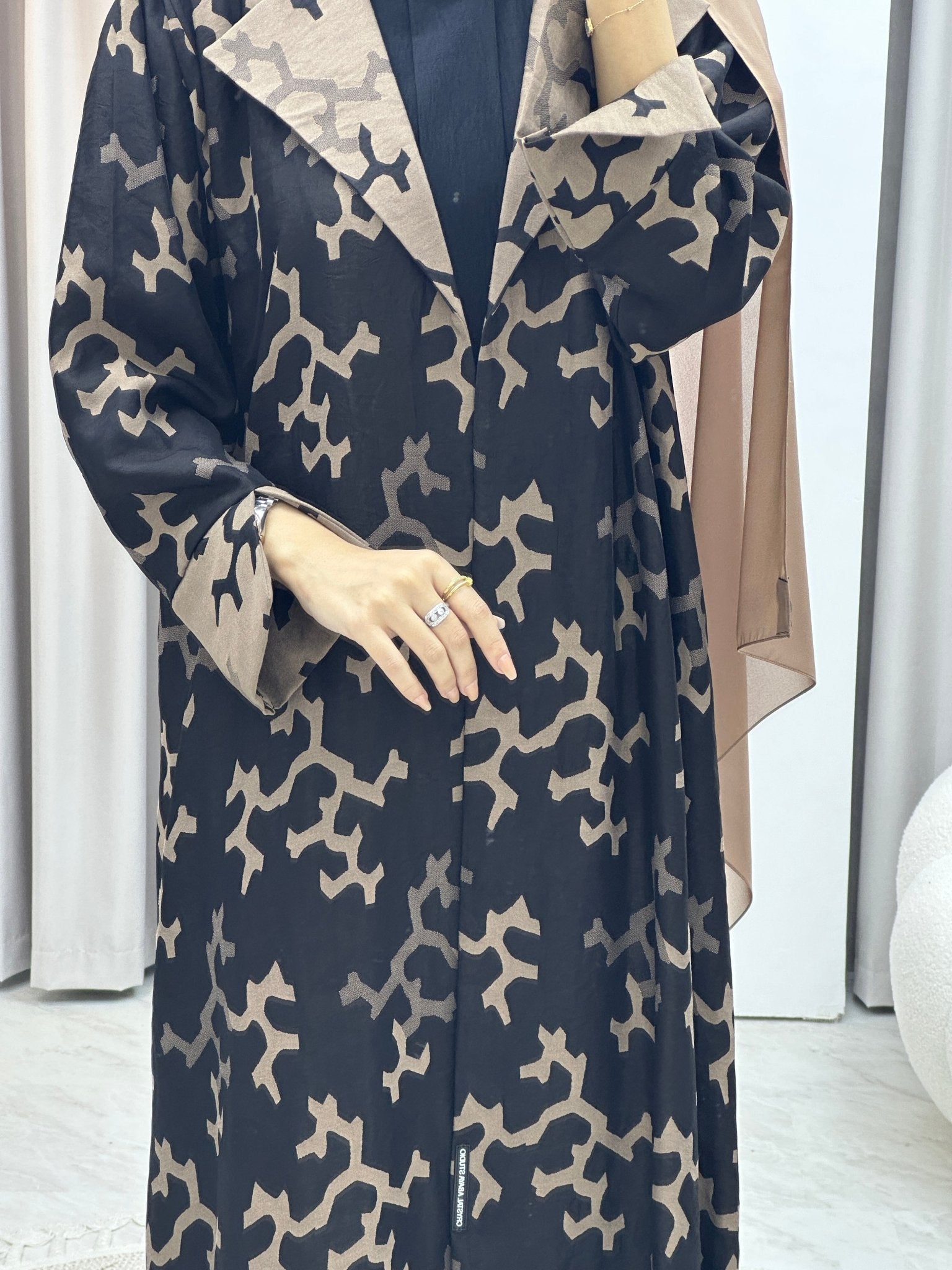 C Web Winter Beige Coat Abaya