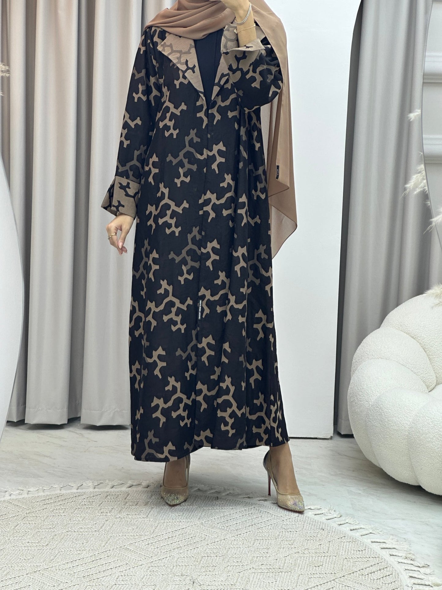 C Web Winter Beige Coat Abaya