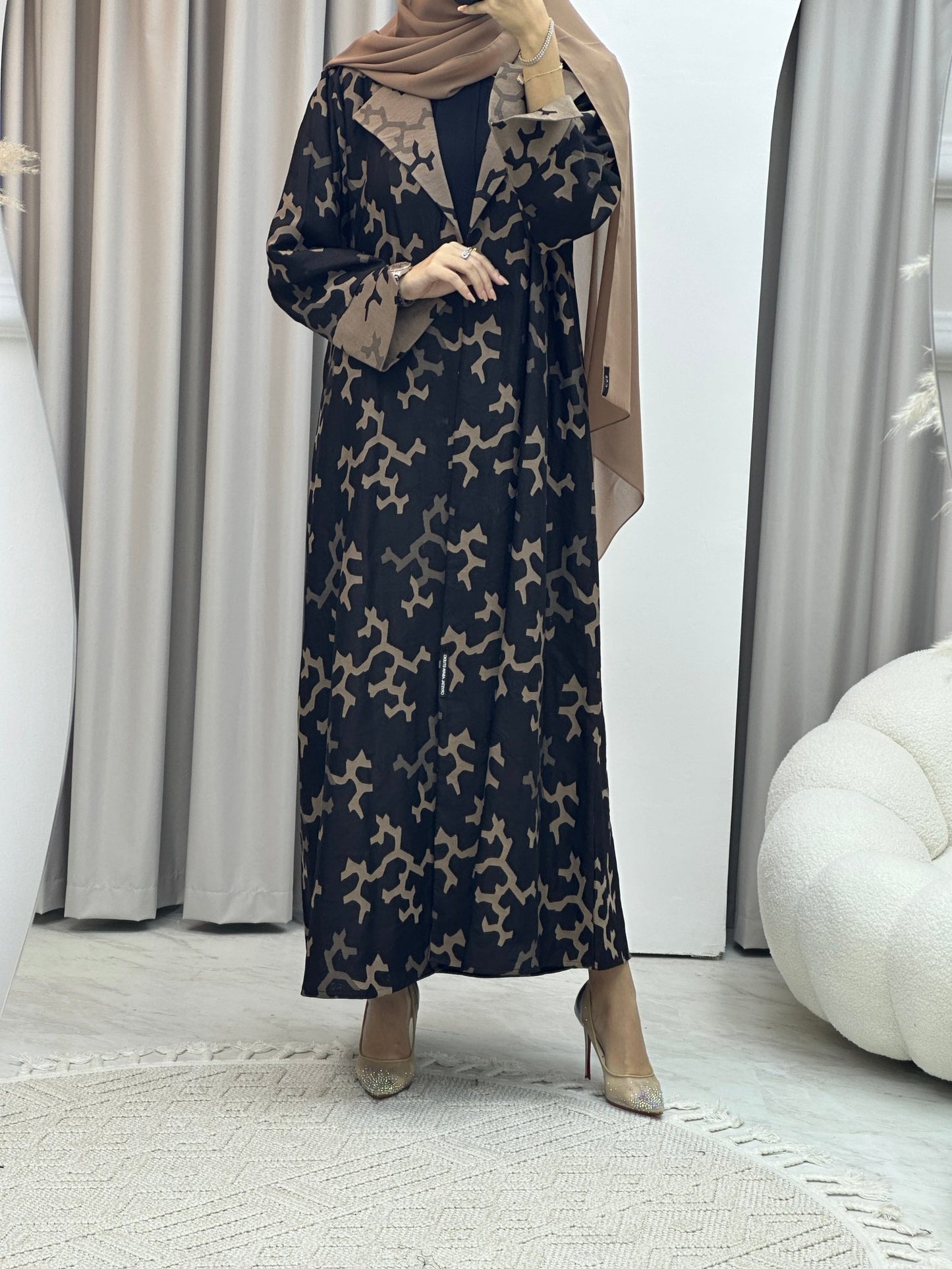 C Web Winter Beige Coat Abaya