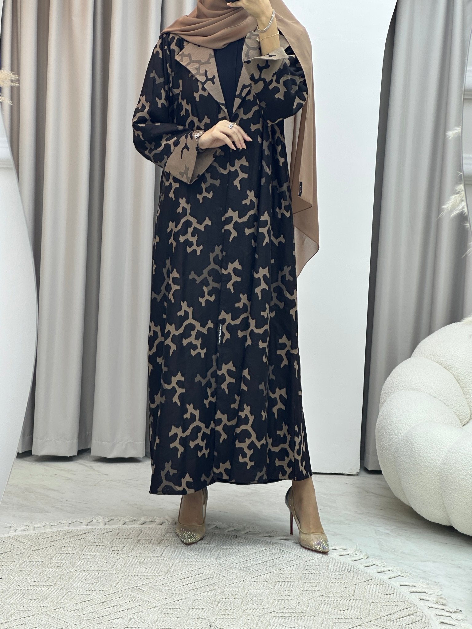 C Web Winter Beige Coat Abaya