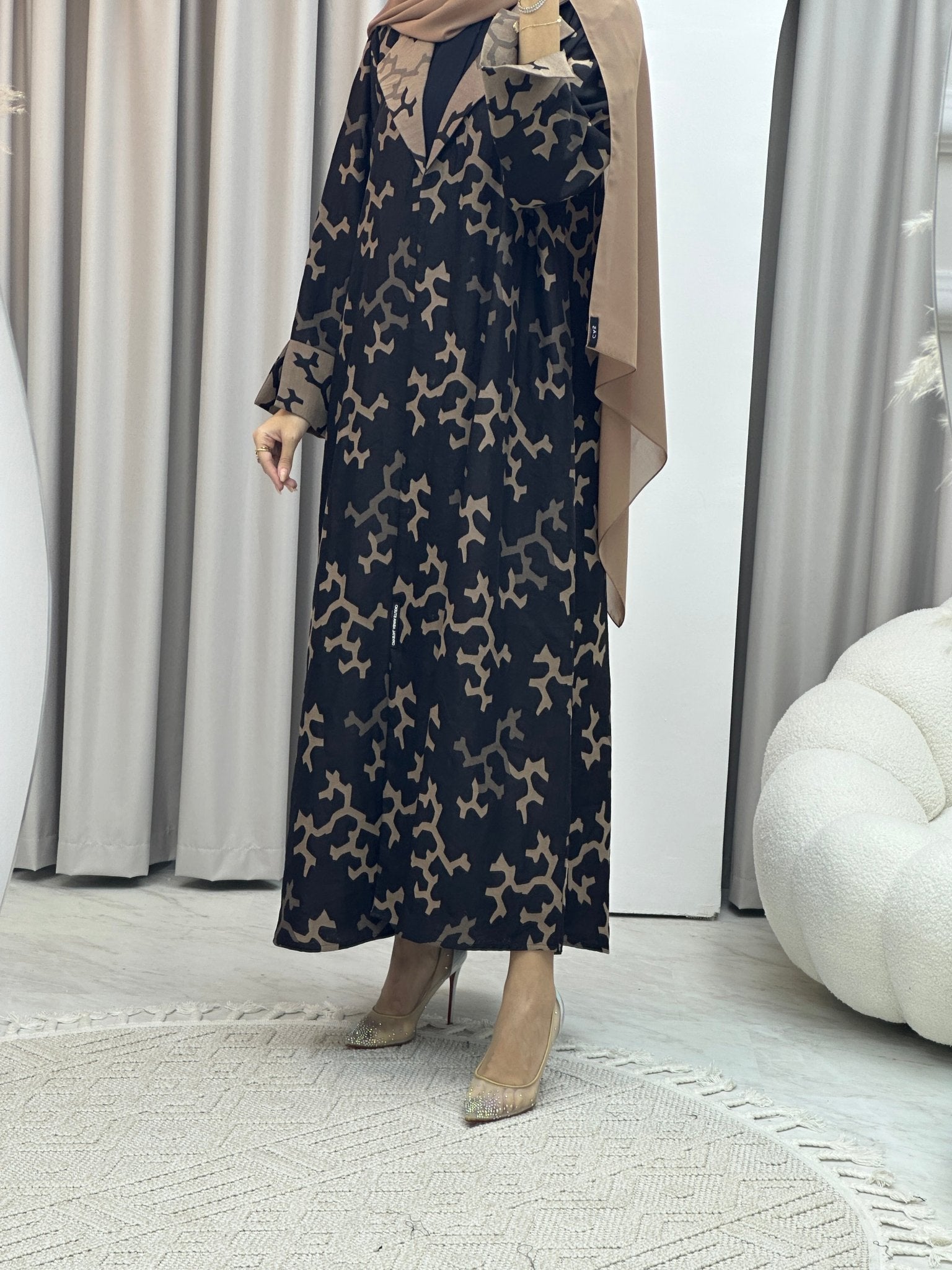 C Web Winter Beige Coat Abaya