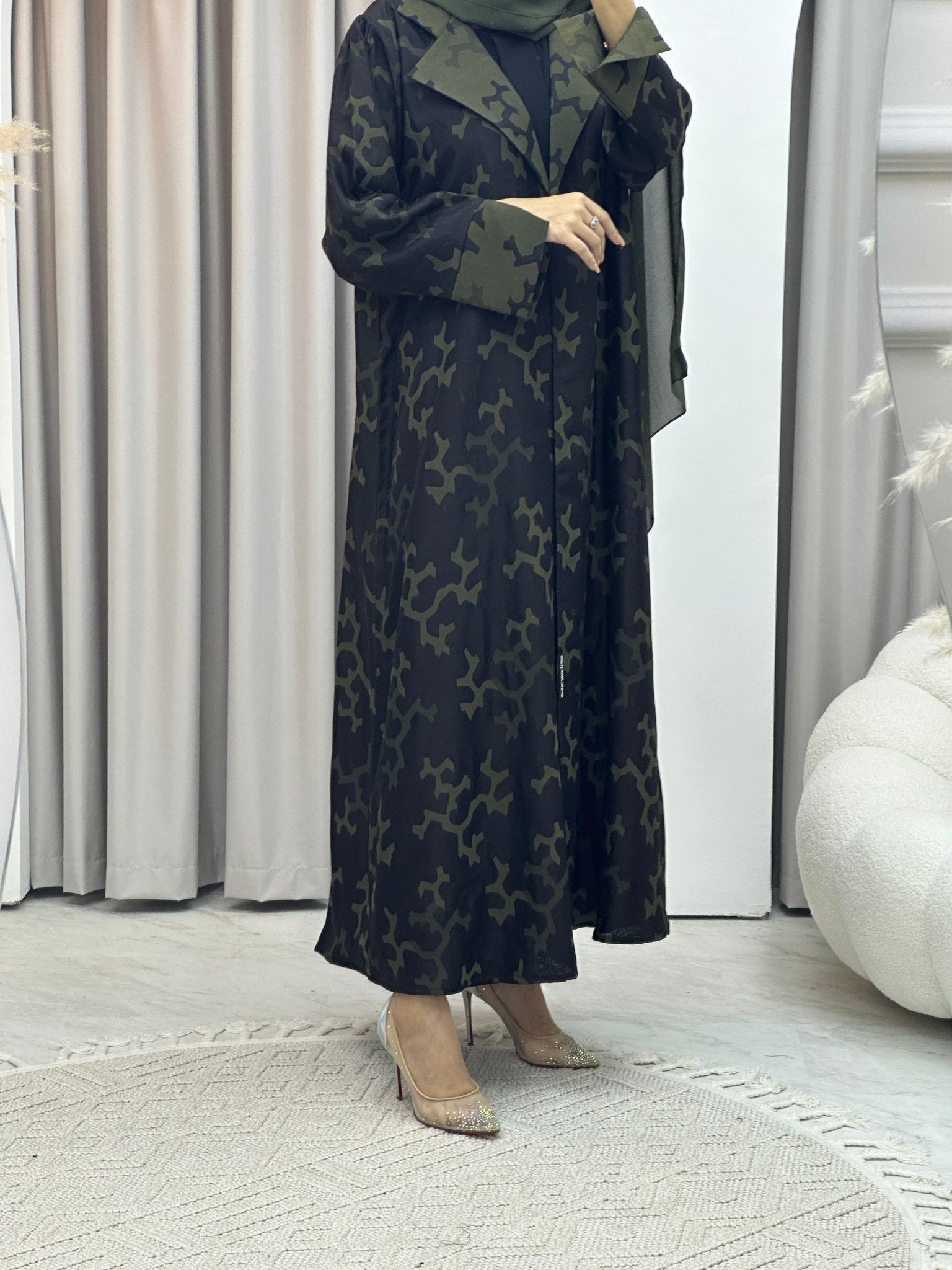 C Web Winter Green Coat Abaya