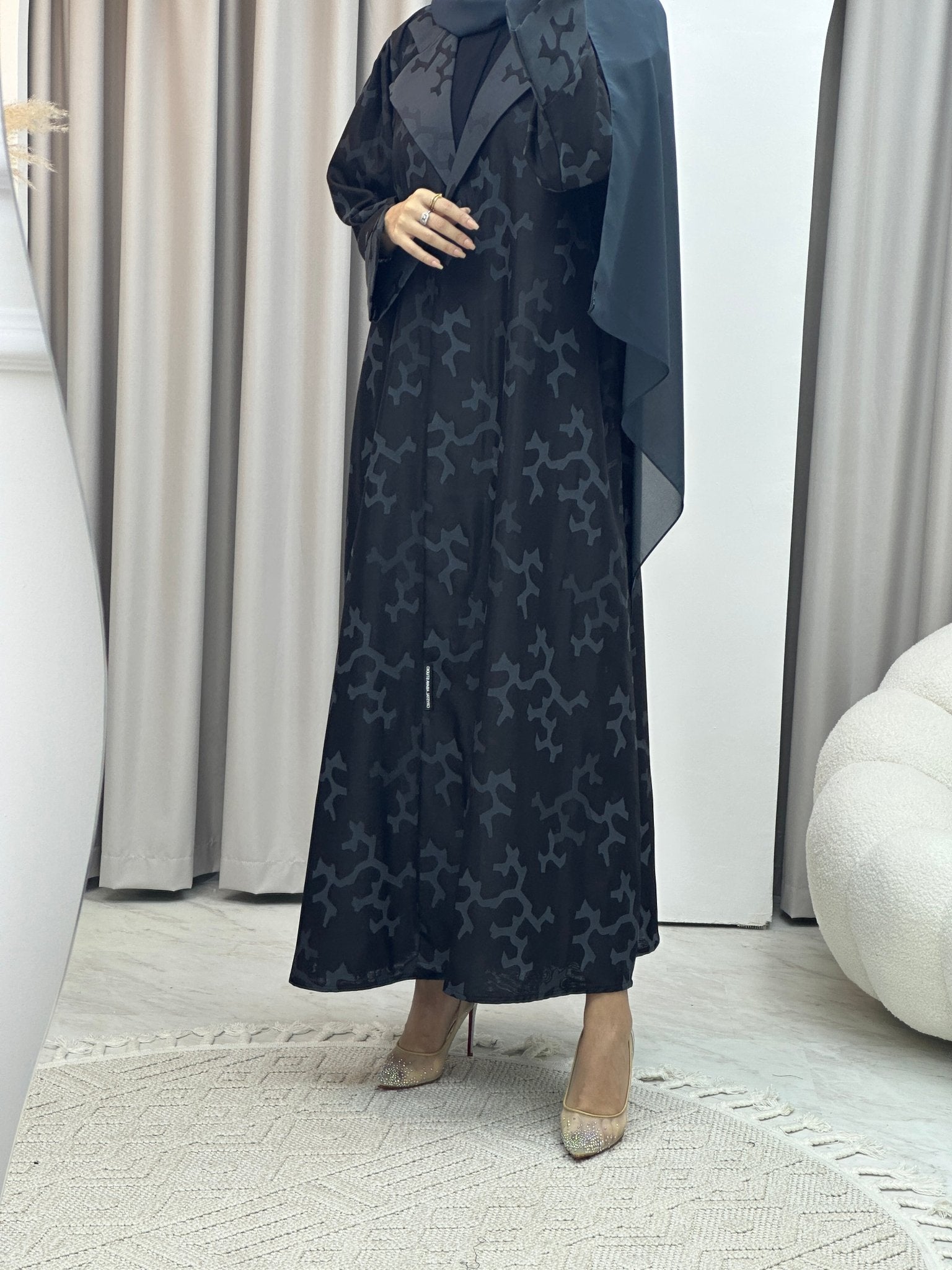 C Web Winter Grey Coat Abaya